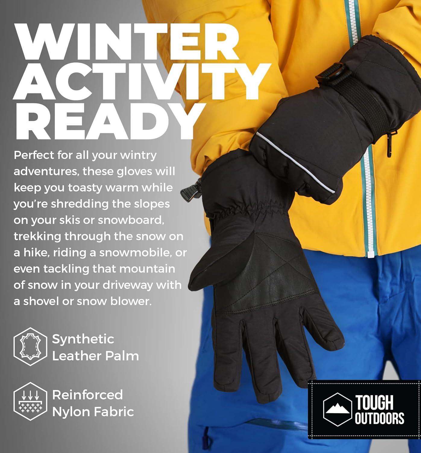 imageTough Outdoors Ski Gloves for Men ampamp Women Thermal Snow Gloves ampamp Waterproof Snowboarding Gloves  Warm Winter Gloves for Men