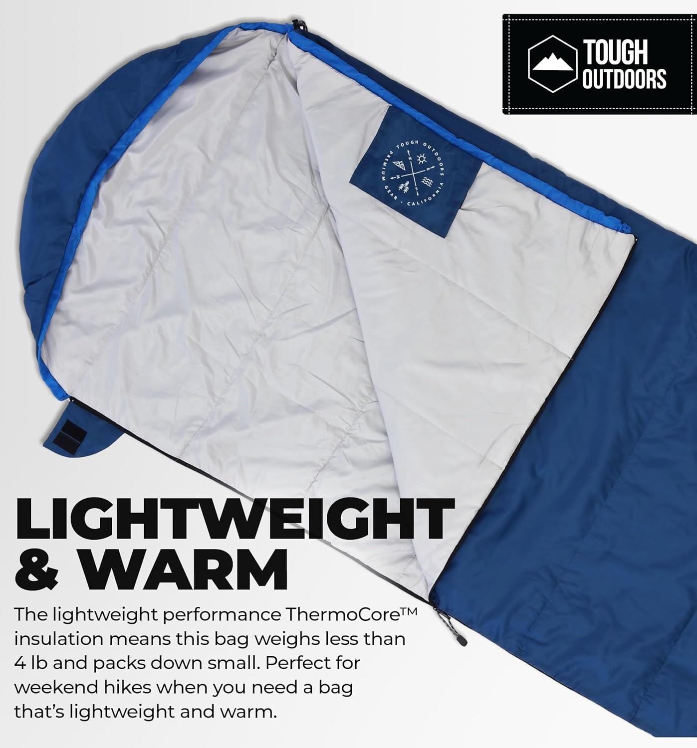 imageTough Outdoors Sleeping Bags for Adults ampamp Kids Sleeping Bags Girls Boys Teens  Camping Sleeping Bag for Backpacking Cold Warm Weather ampamp Summer Sleeping Bag  Lightweight Waterproof Compact Sleep BagAdult Sleeping Bag  4060F Temperature Rating