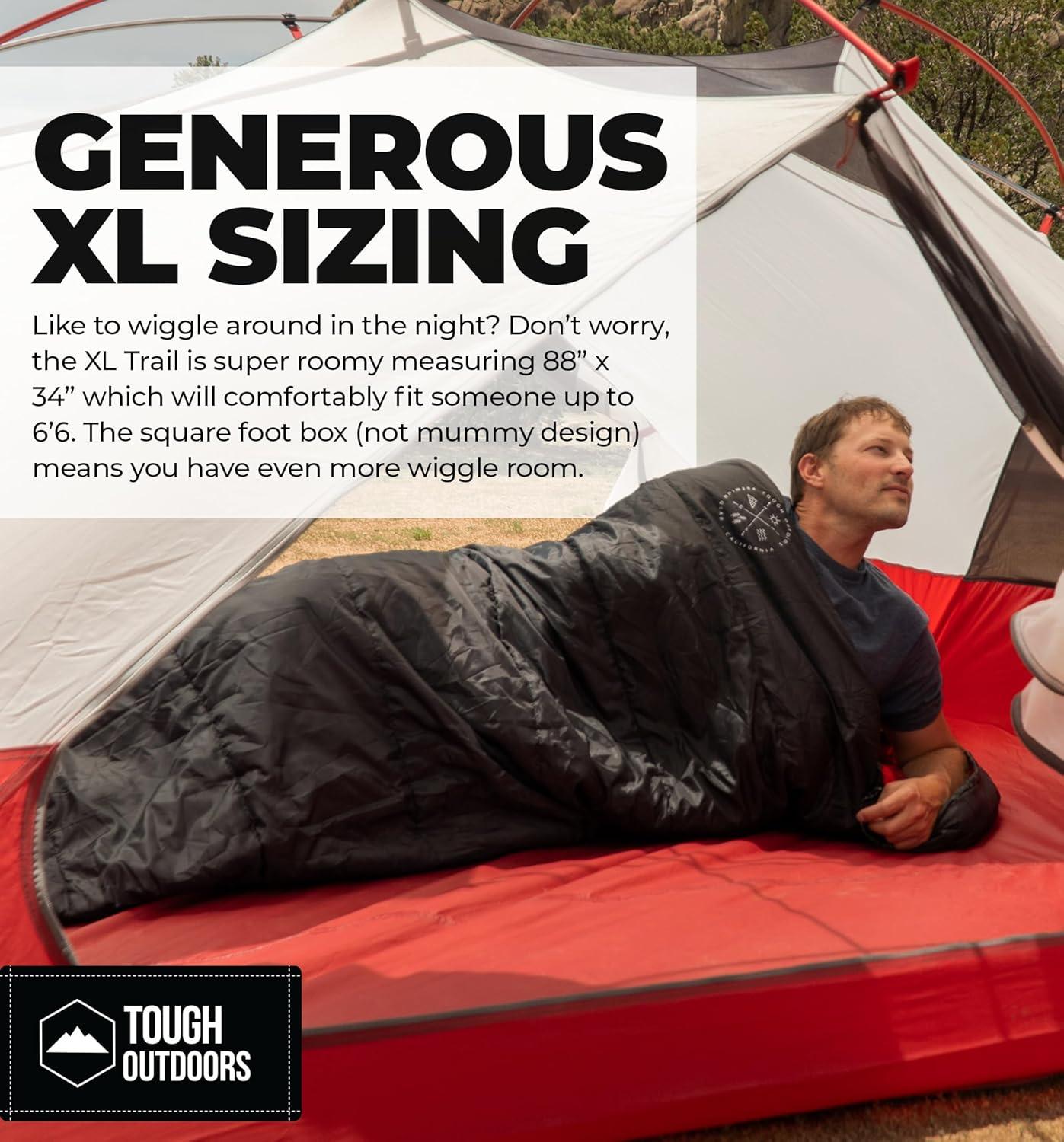 imageTough Outdoors Sleeping Bags for Adults ampamp Kids Sleeping Bags Girls Boys Teens  Camping Sleeping Bag for Backpacking Cold Warm Weather ampamp Summer Sleeping Bag  Lightweight Waterproof Compact Sleep BagAdult Sleeping Bag  1550F Temperature Rating