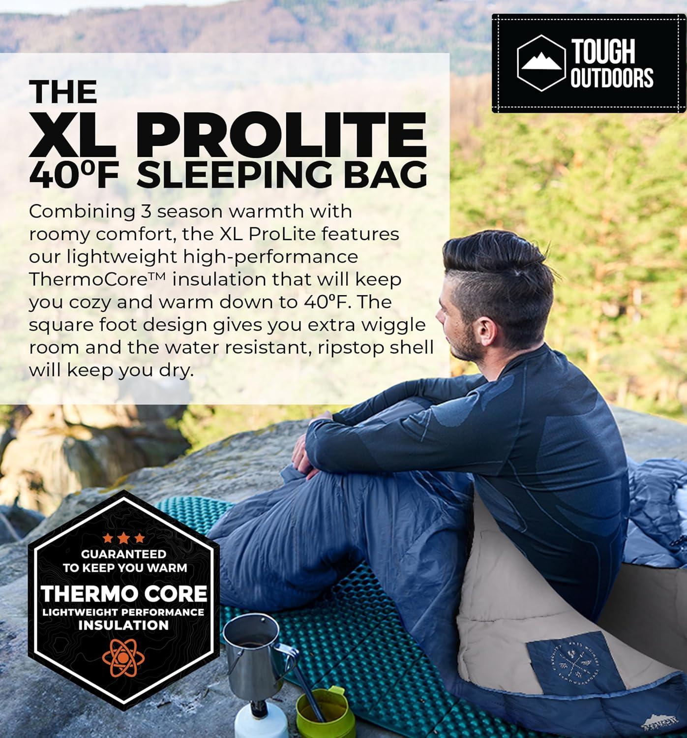 imageTough Outdoors Sleeping Bags for Adults ampamp Kids Sleeping Bags Girls Boys Teens  Camping Sleeping Bag for Backpacking Cold Warm Weather ampamp Summer Sleeping Bag  Lightweight Waterproof Compact Sleep BagAdult Sleeping Bag  4060F Temperature Rating