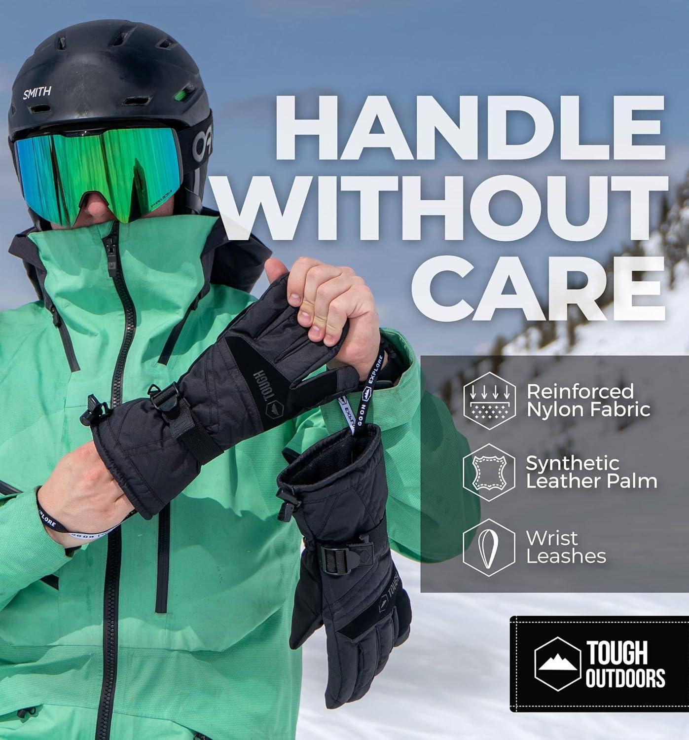 imageTough Outdoors Snow Gloves  Mens ampamp Womens Waterproof Winter ampamp Snowboarding GlovesBlack