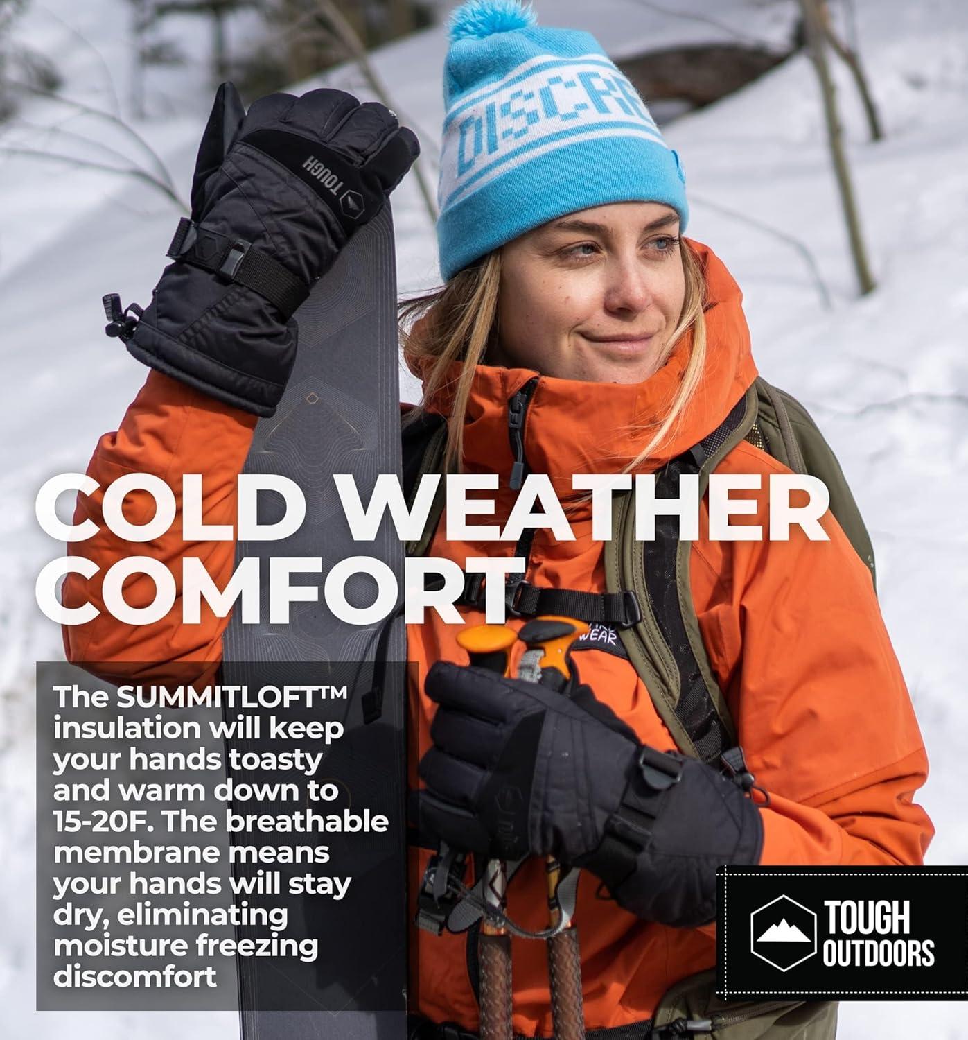 imageTough Outdoors Snow Gloves  Mens ampamp Womens Waterproof Winter ampamp Snowboarding GlovesBlack