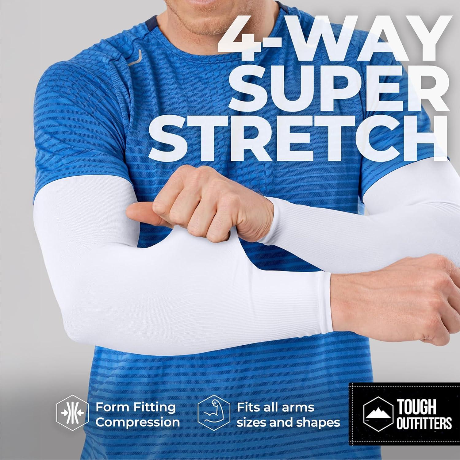 imageTough Outdoors Sun Protection Sleeves  UV Arm Sleeves for Men and Women  Golf Cooling Arm Sleeves  Baseball Sun SleevesBlack  Gray   White