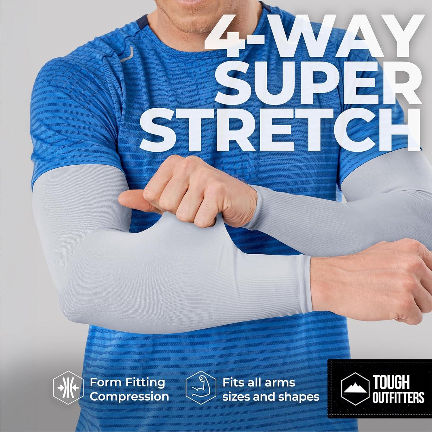 imageTough Outdoors Sun Protection Sleeves  UV Arm Sleeves for Men and Women  Golf Cooling Arm Sleeves  Baseball Sun SleevesBlack  Light Gray