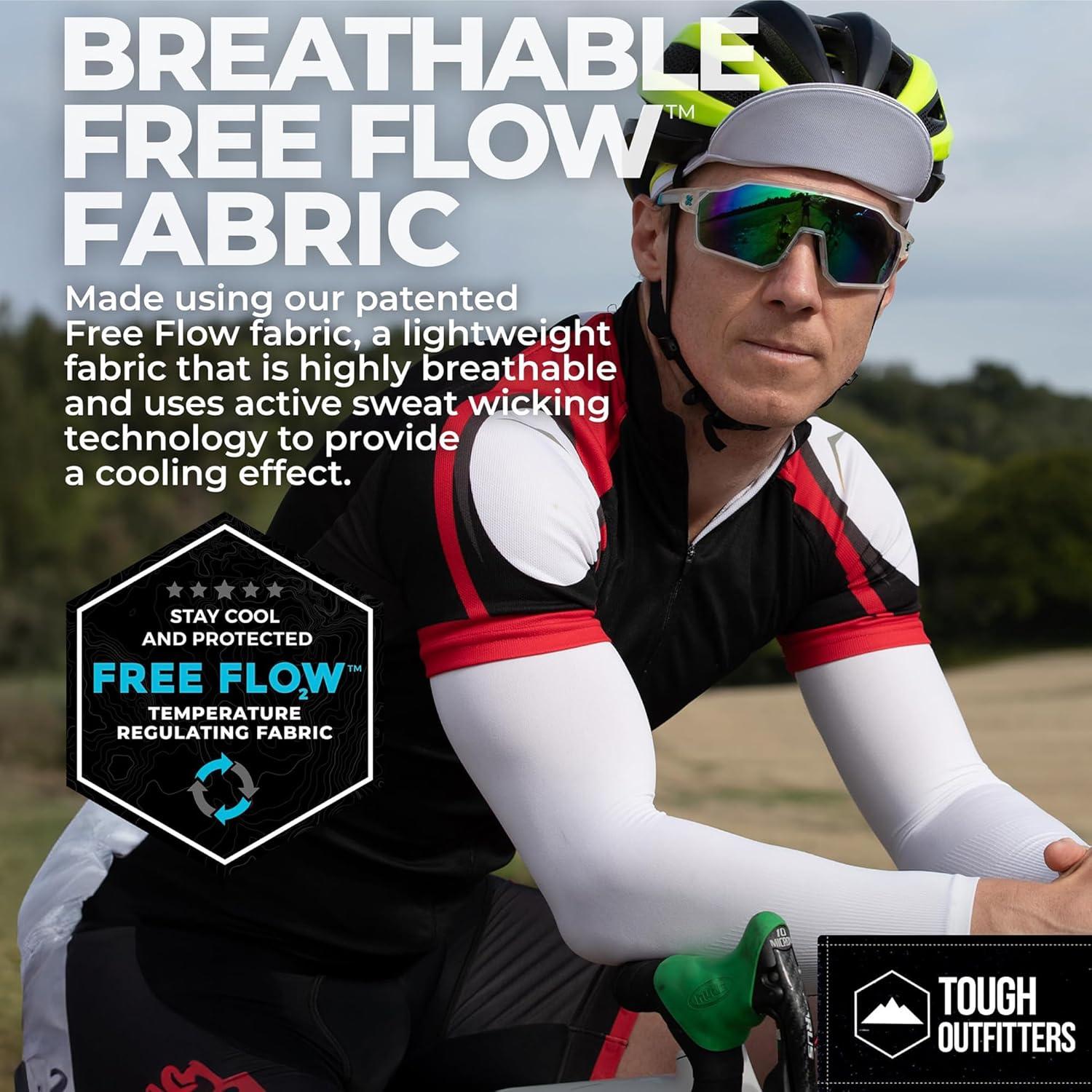 imageTough Outdoors Sun Protection Sleeves  UV Arm Sleeves for Men and Women  Golf Cooling Arm Sleeves  Baseball Sun SleevesBlack  White