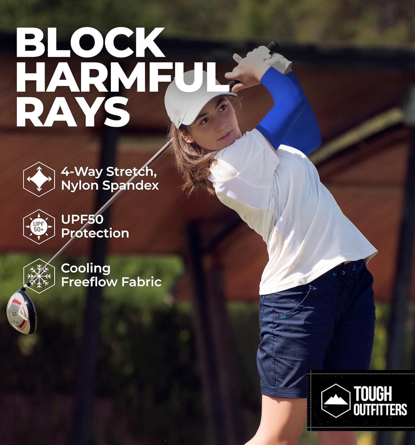 imageTough Outdoors Sun Protection Sleeves  UV Arm Sleeves for Men and Women  Golf Cooling Arm Sleeves  Baseball Sun SleevesBronze