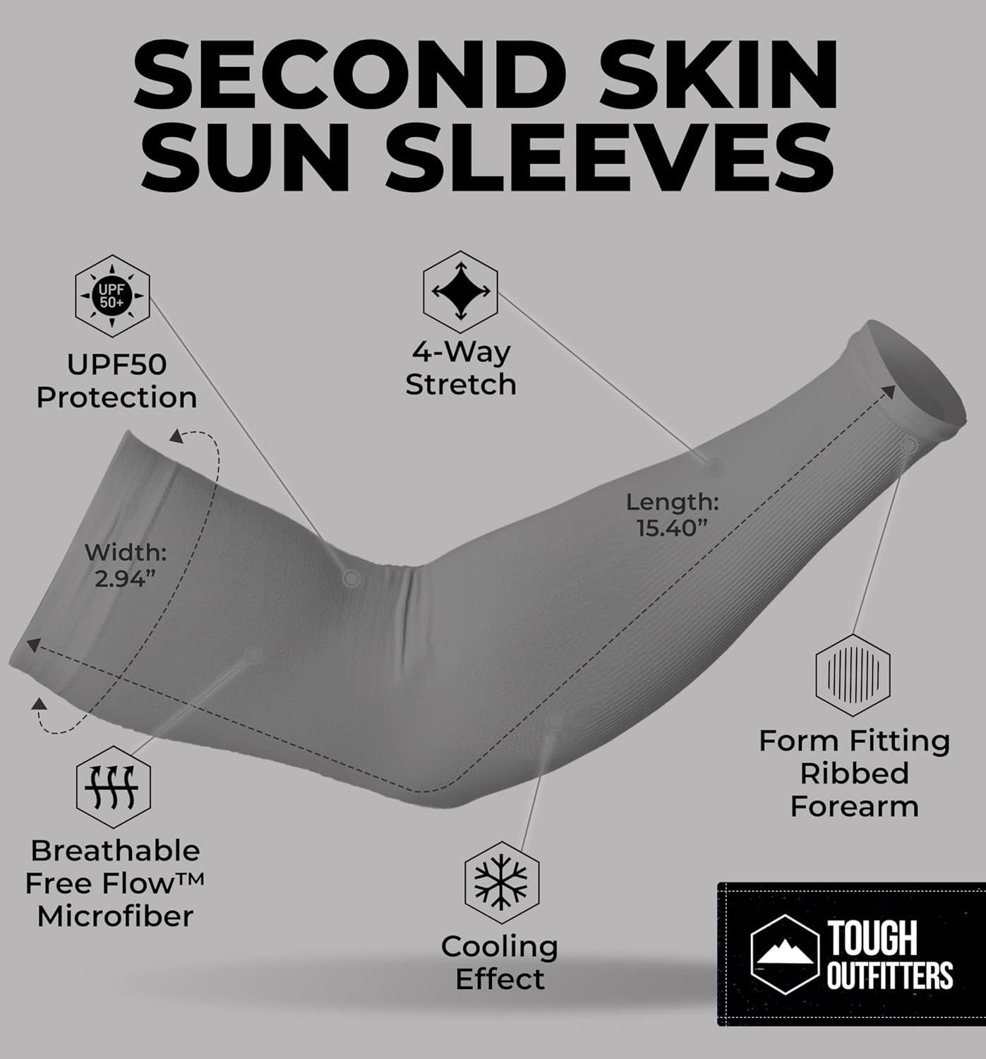 imageTough Outdoors Sun Protection Sleeves  UV Arm Sleeves for Men and Women  Golf Cooling Arm Sleeves  Baseball Sun SleevesDark Gray
