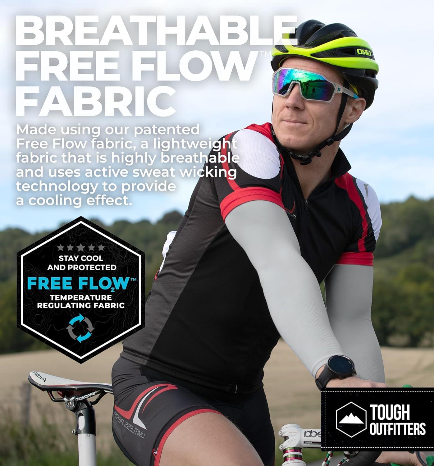 imageTough Outdoors Sun Protection Sleeves  UV Arm Sleeves for Men and Women  Golf Cooling Arm Sleeves  Baseball Sun SleevesLight Gray