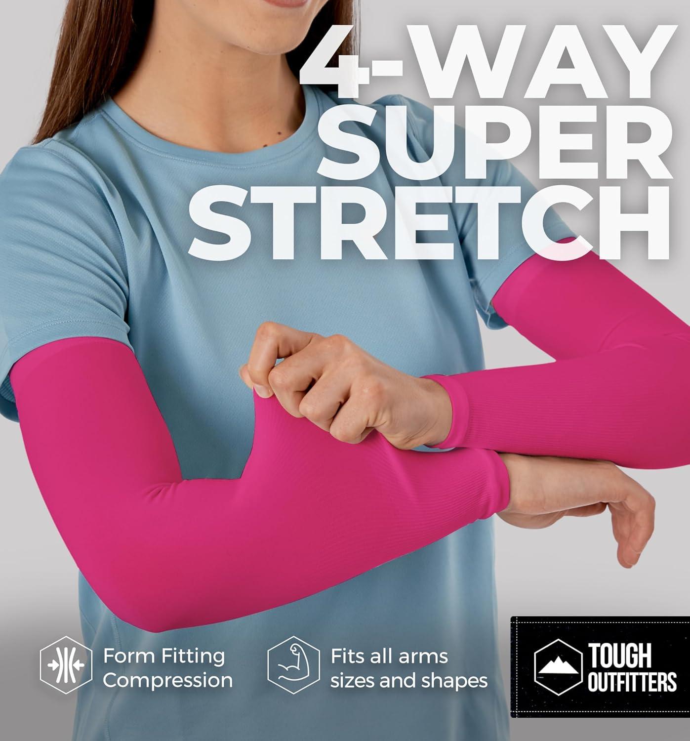 imageTough Outdoors Sun Protection Sleeves  UV Arm Sleeves for Men and Women  Golf Cooling Arm Sleeves  Baseball Sun SleevesPink