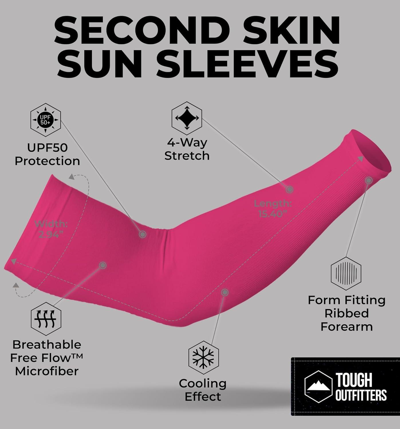 imageTough Outdoors Sun Protection Sleeves  UV Arm Sleeves for Men and Women  Golf Cooling Arm Sleeves  Baseball Sun SleevesPink