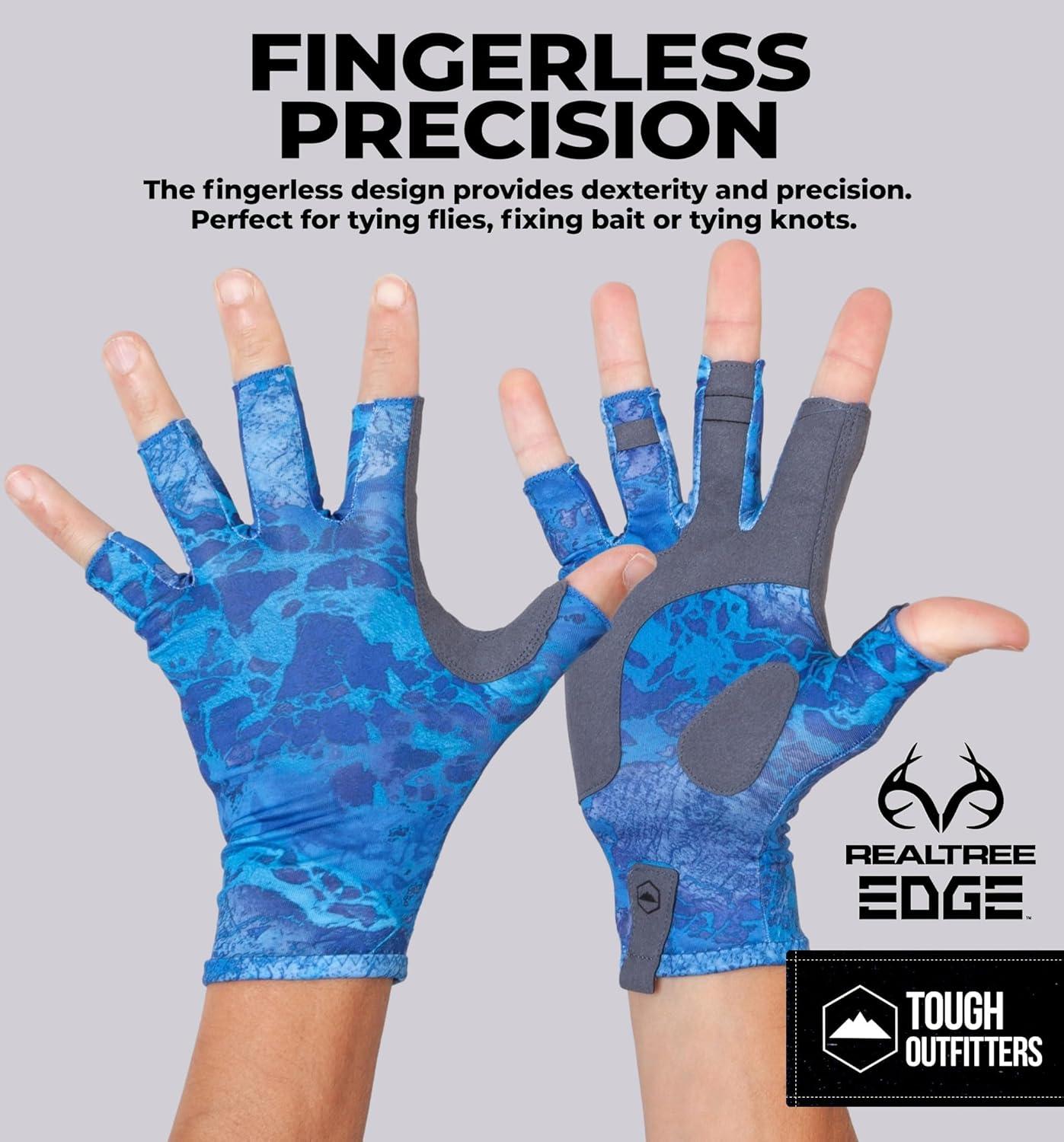imageTough Outdoors UV Fishing Gloves  Fingerless Kayaking ampamp Sailing  UPF 50 Sun ProtectionNavy Blue