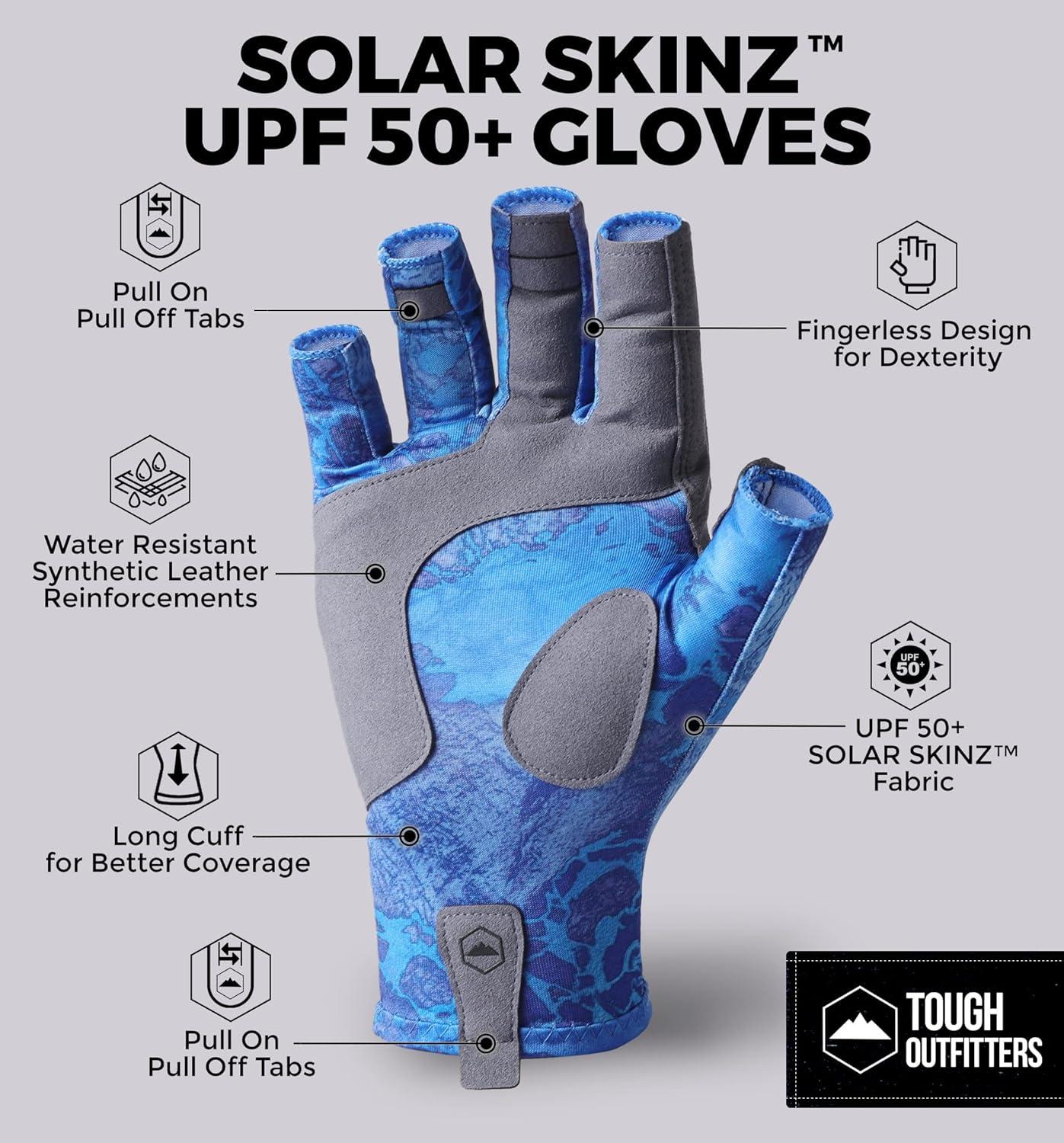 imageTough Outdoors UV Fishing Gloves  Fingerless Kayaking ampamp Sailing  UPF 50 Sun ProtectionNavy Blue