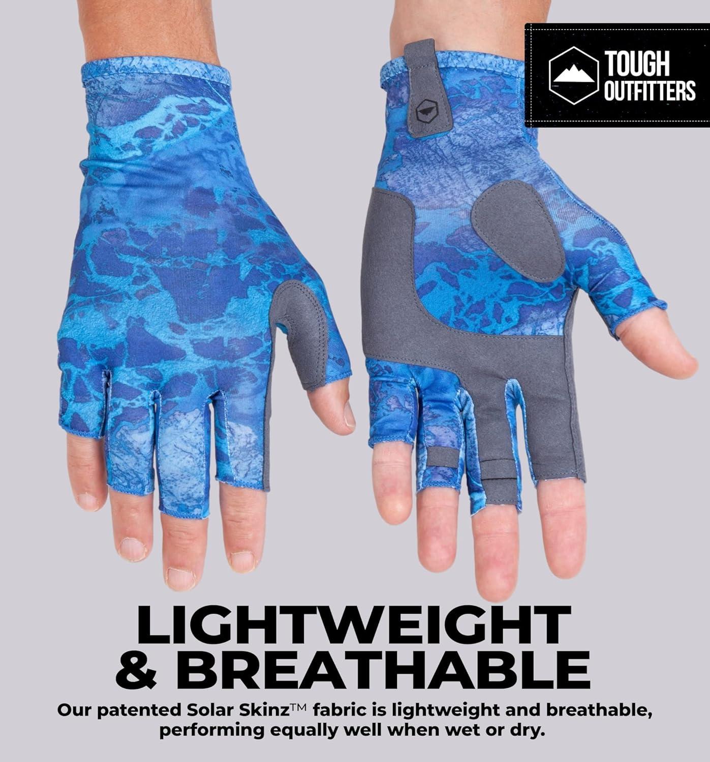 imageTough Outdoors UV Fishing Gloves  Fingerless Kayaking ampamp Sailing  UPF 50 Sun ProtectionNavy Blue