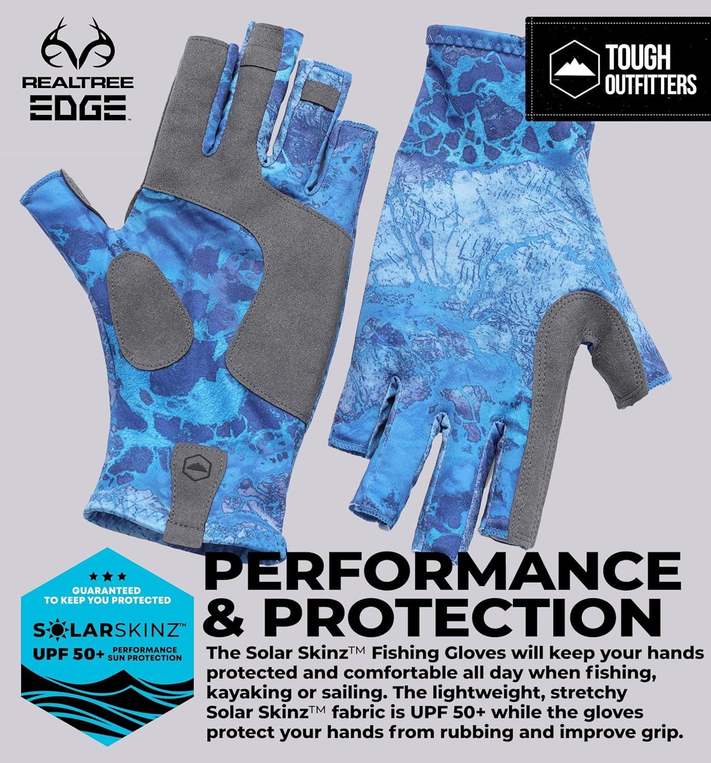 imageTough Outdoors UV Fishing Gloves  Fingerless Kayaking ampamp Sailing  UPF 50 Sun ProtectionNavy Blue