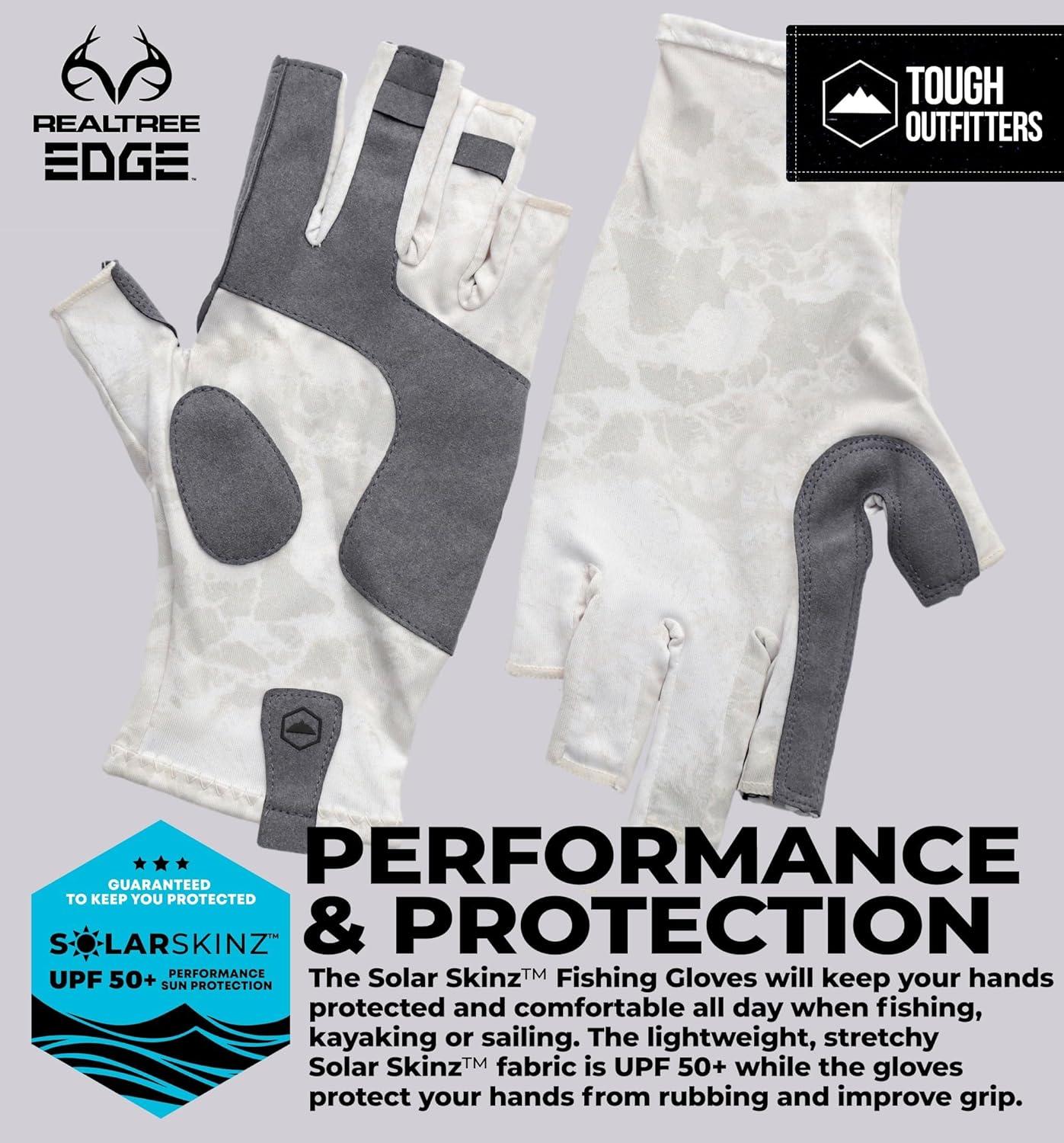 imageTough Outdoors UV Fishing Gloves  Fingerless Kayaking ampamp Sailing  UPF 50 Sun ProtectionWhite