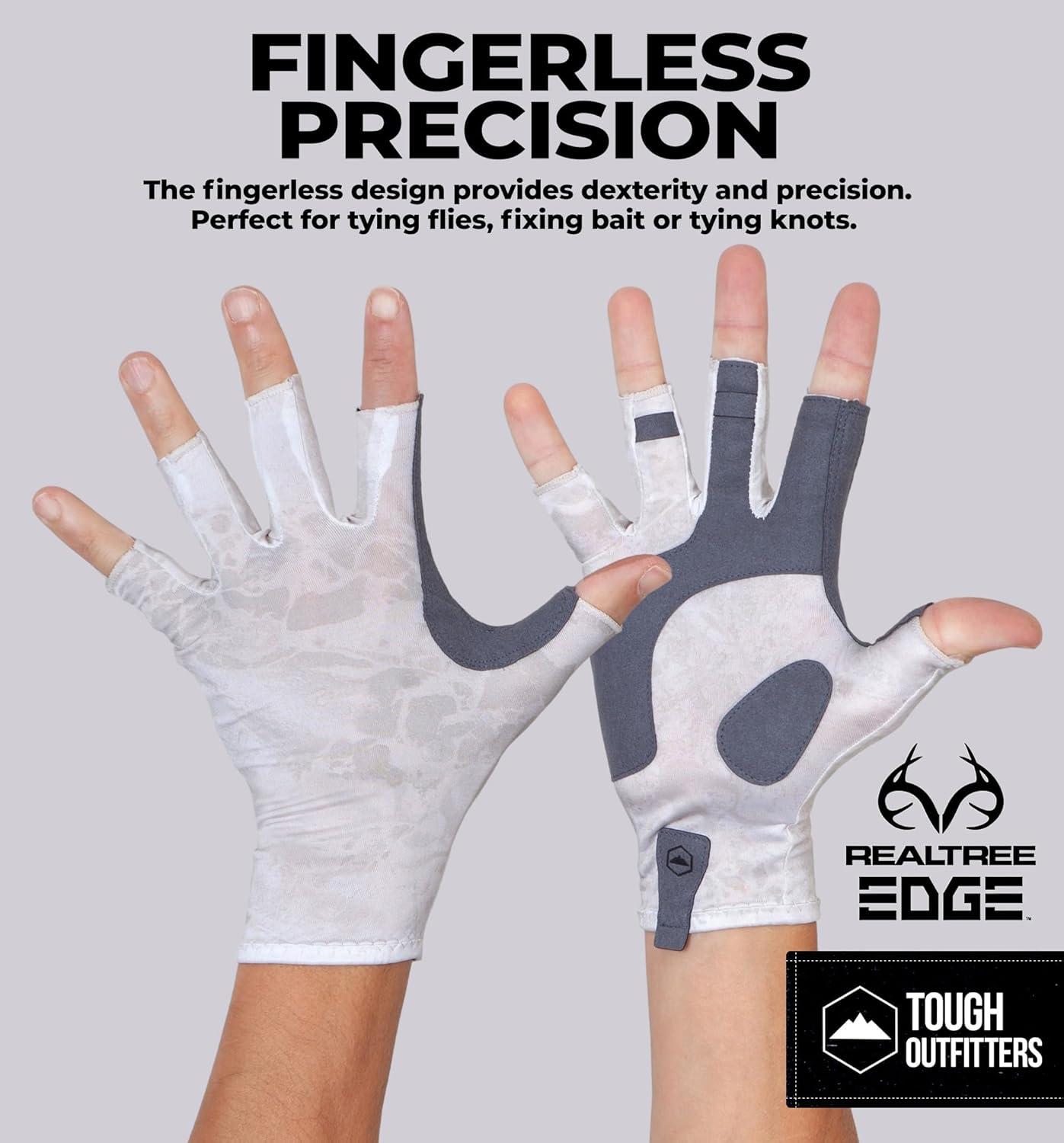 imageTough Outdoors UV Fishing Gloves  Fingerless Kayaking ampamp Sailing  UPF 50 Sun ProtectionWhite