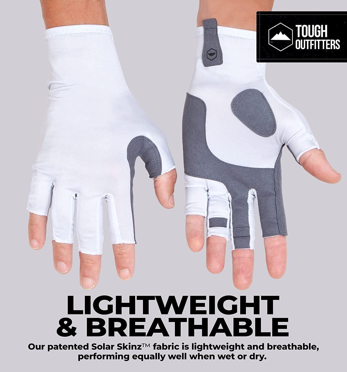 imageTough Outdoors UV Fishing Gloves  Fingerless Kayaking ampamp Sailing  UPF 50 Sun ProtectionWhite