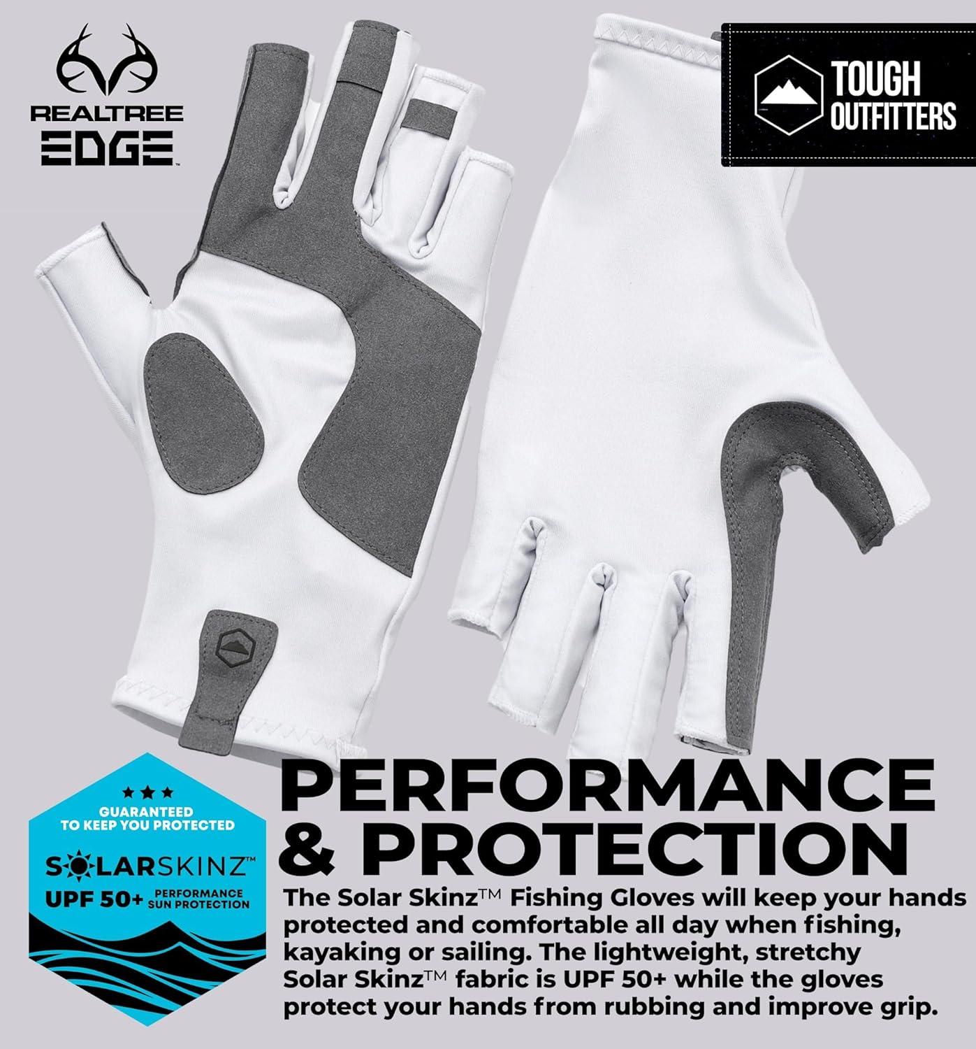 imageTough Outdoors UV Fishing Gloves  Fingerless Kayaking ampamp Sailing  UPF 50 Sun ProtectionWhite and Gray Camo