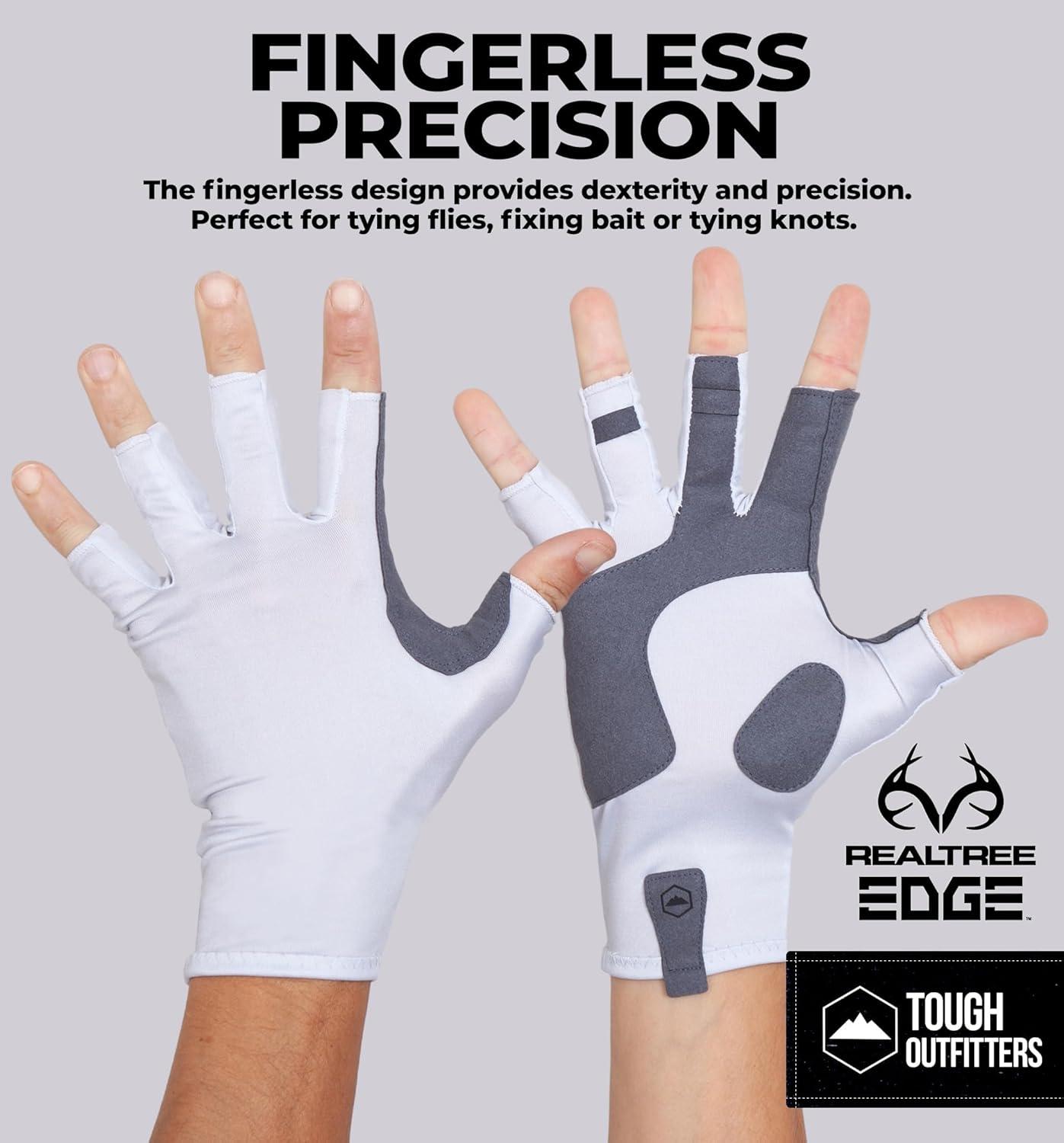 imageTough Outdoors UV Fishing Gloves  Fingerless Kayaking ampamp Sailing  UPF 50 Sun ProtectionWhite and Gray Camo