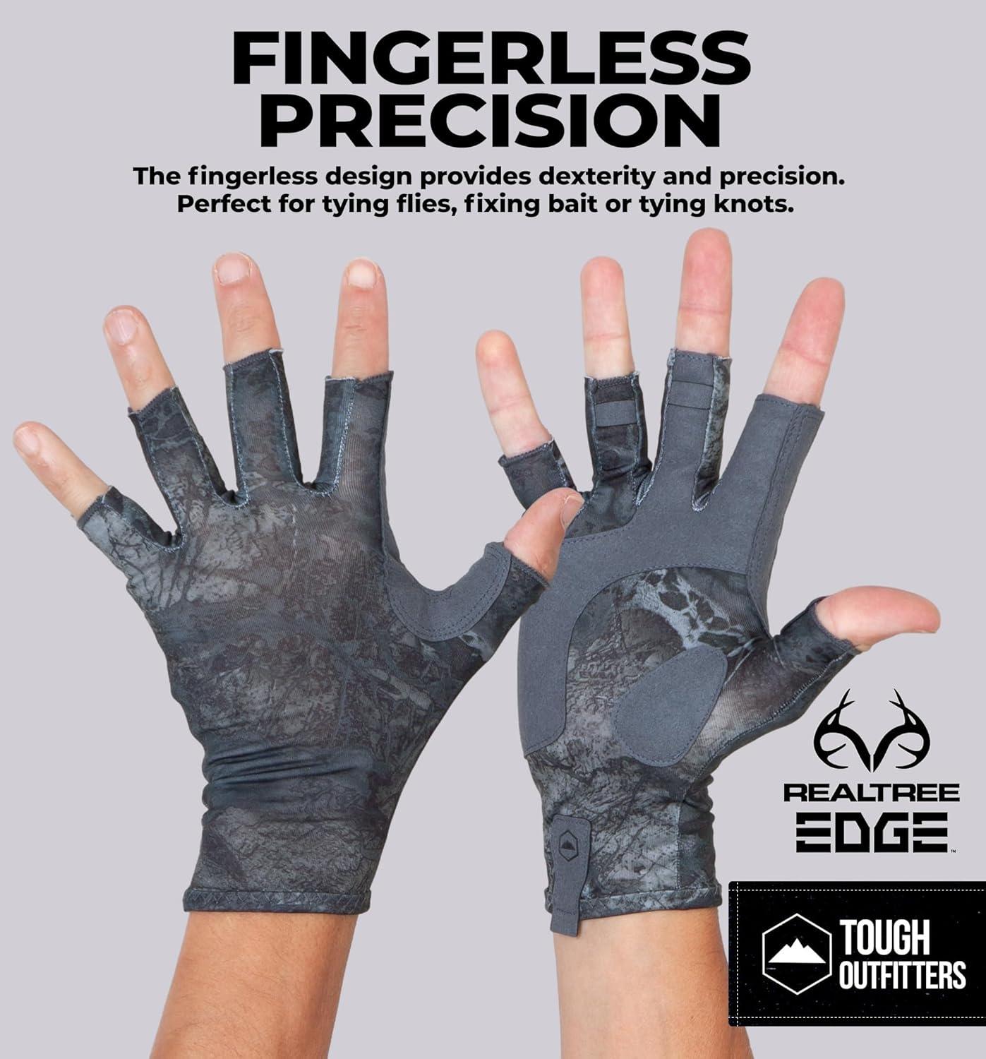 imageTough Outdoors UV Fishing Gloves  Fingerless Kayaking ampamp Sailing  UPF 50 Sun Protectionblack