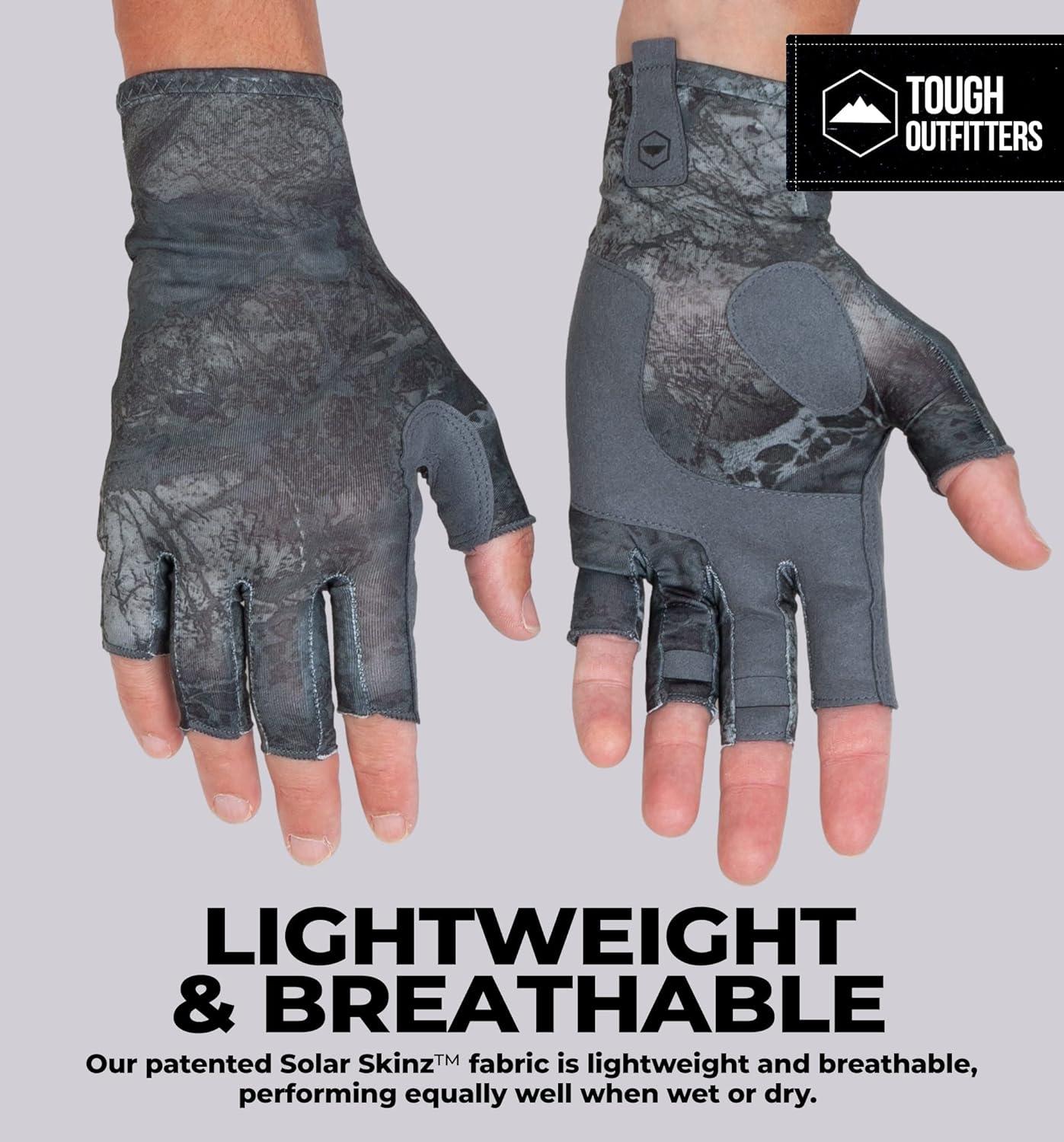 imageTough Outdoors UV Fishing Gloves  Fingerless Kayaking ampamp Sailing  UPF 50 Sun Protectionblack