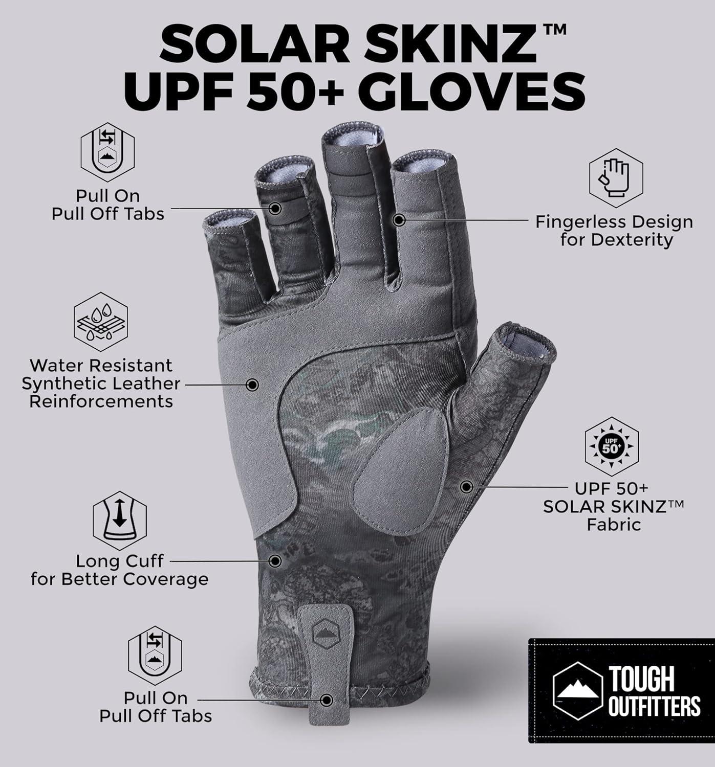 imageTough Outdoors UV Fishing Gloves  Fingerless Kayaking ampamp Sailing  UPF 50 Sun Protectionblack