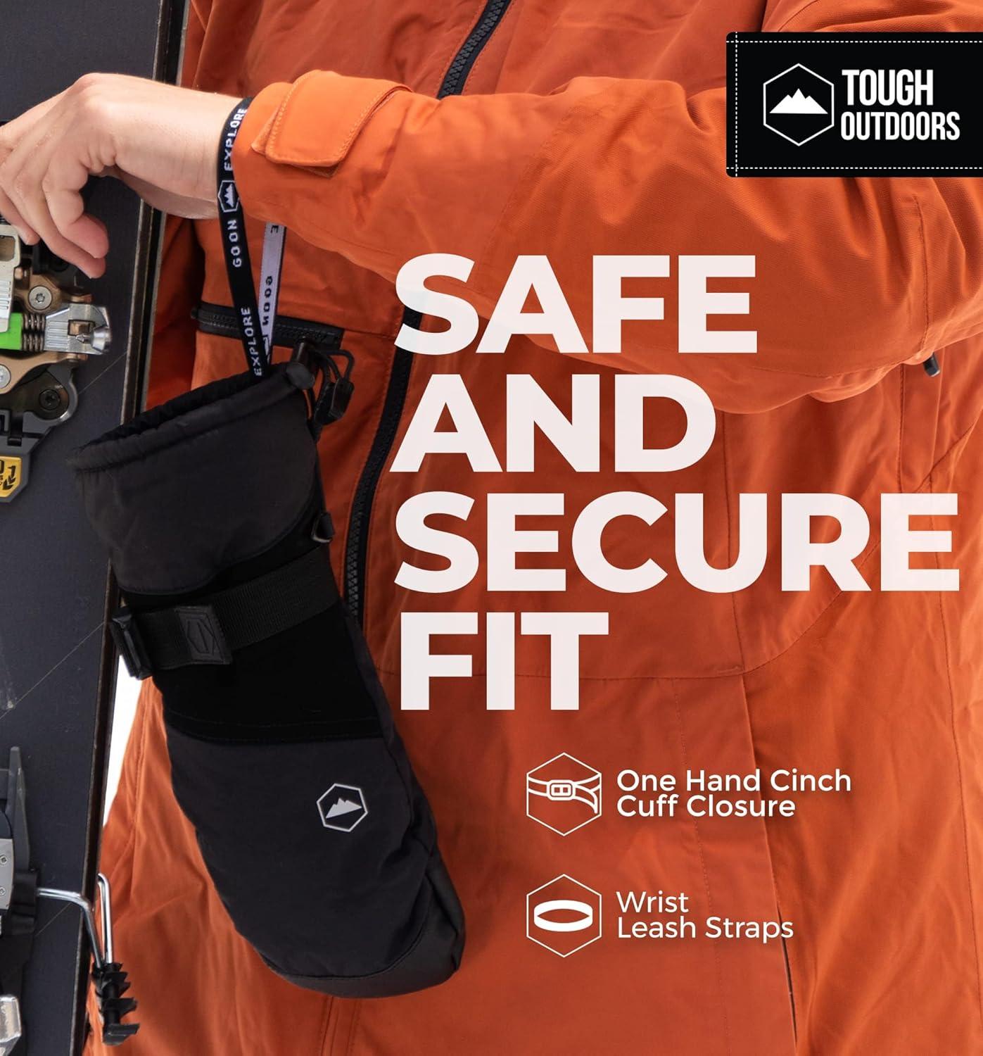 imageTough Outdoors Winter Ski Mittens Men ampamp Women  Adult Snow Mitts for Cold Weather  Waterproof Gloves Snowboarding SkiingM3  Black