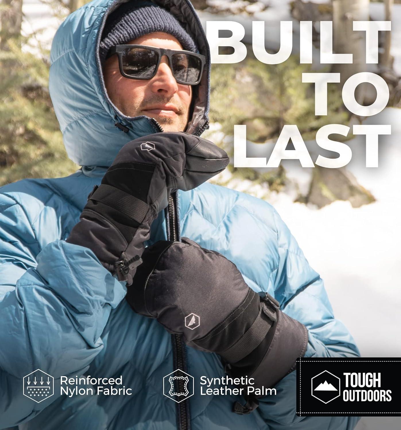 imageTough Outdoors Winter Ski Mittens Men ampamp Women  Adult Snow Mitts for Cold Weather  Waterproof Gloves Snowboarding SkiingM3  Black