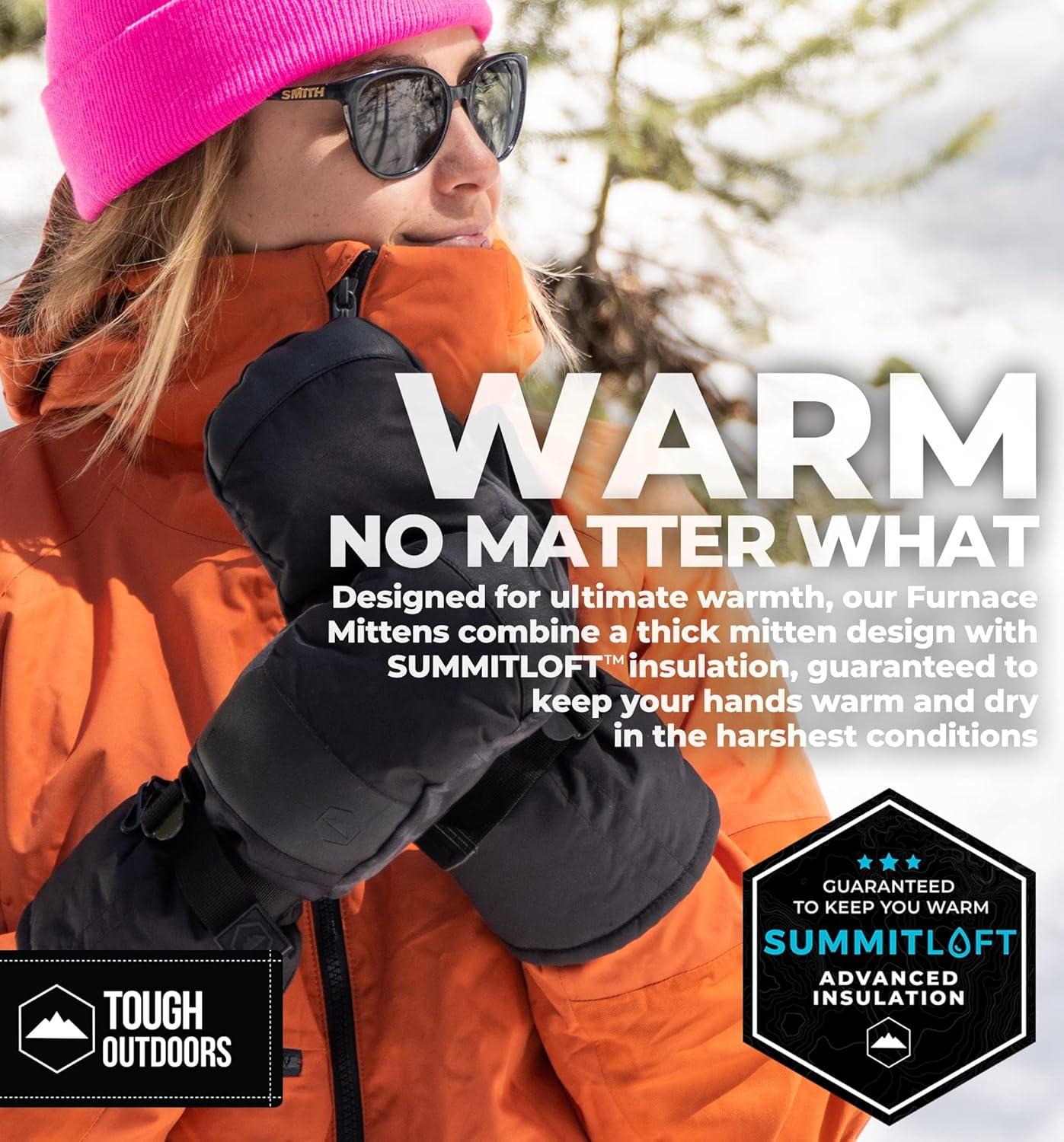 imageTough Outdoors Winter Ski Mittens Men ampamp Women  Adult Snow Mitts for Cold Weather  Waterproof Gloves Snowboarding Skiingblack