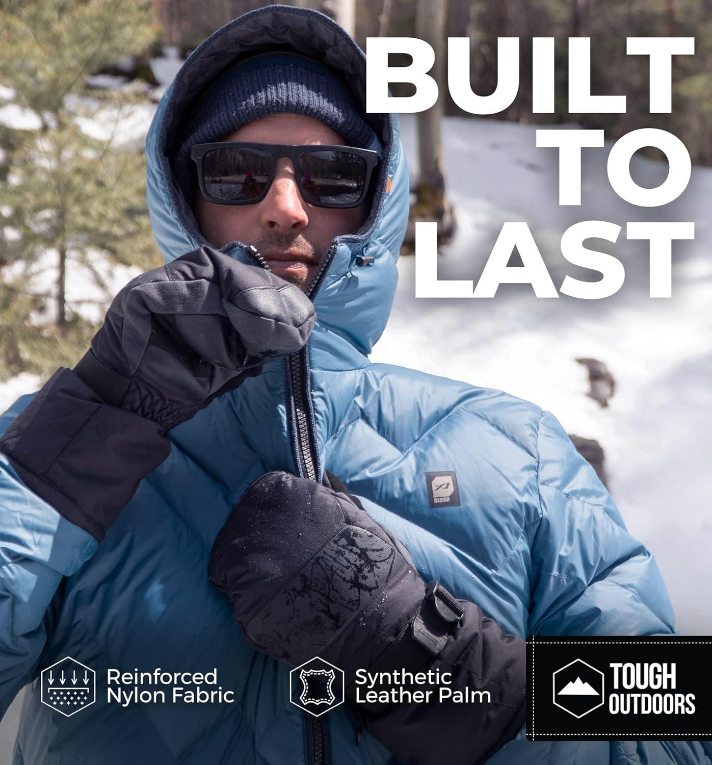 imageTough Outdoors Winter Ski Mittens Men ampamp Women  Adult Snow Mitts for Cold Weather  Waterproof Gloves Snowboarding Skiingblack