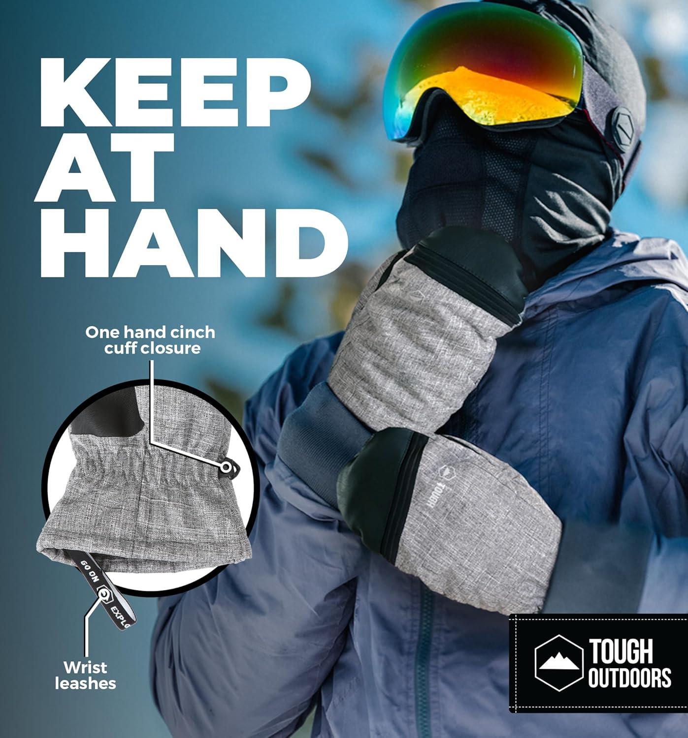 imageTough Outdoors Winter Ski Mittens for Men ampamp Women  Warm Insulated Waterproof Snow Mittens for Cold Weather and Snowboarding