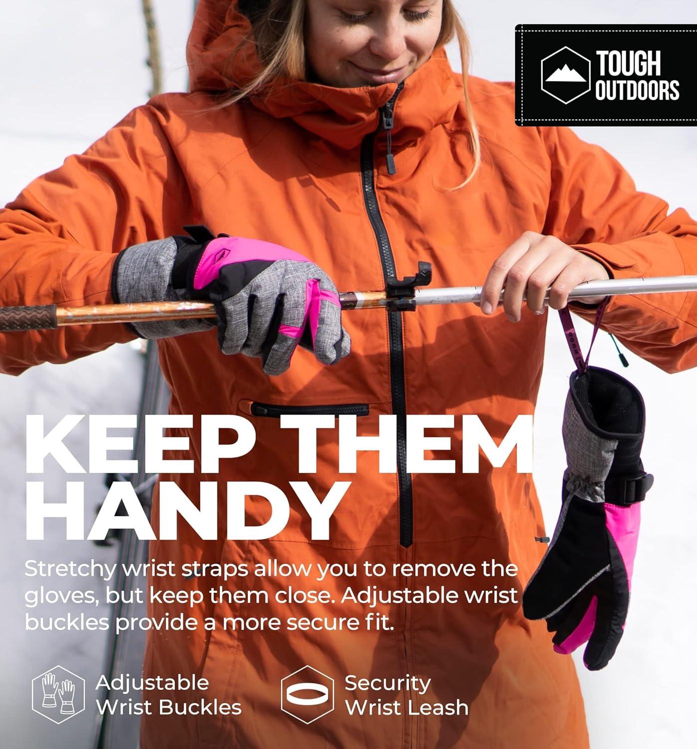 imageTough Outdoors Womens Waterproof Ski Gloves  Adult Snowboarding GlovesLarge