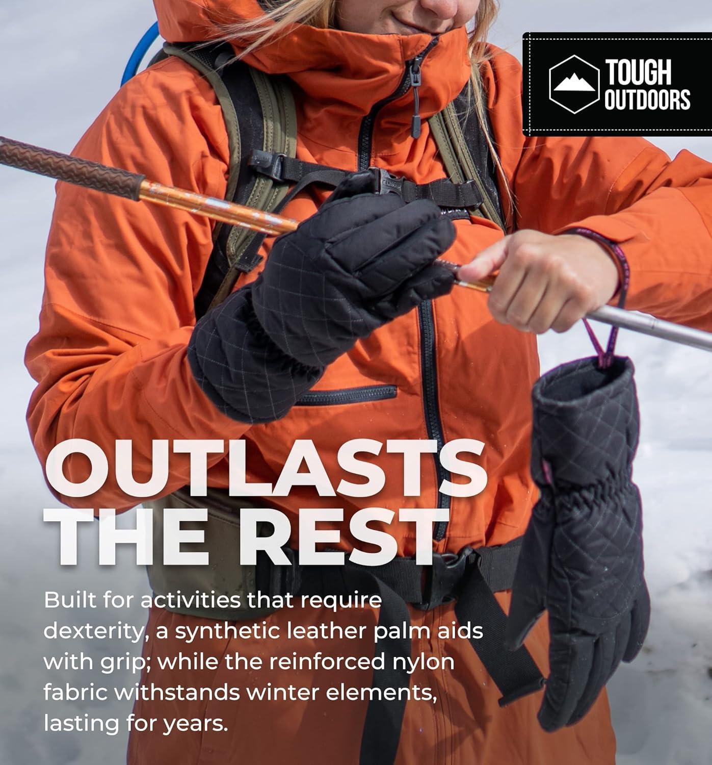 imageTough Outdoors Womens Waterproof Ski Gloves  Adult Snowboarding GlovesLarge