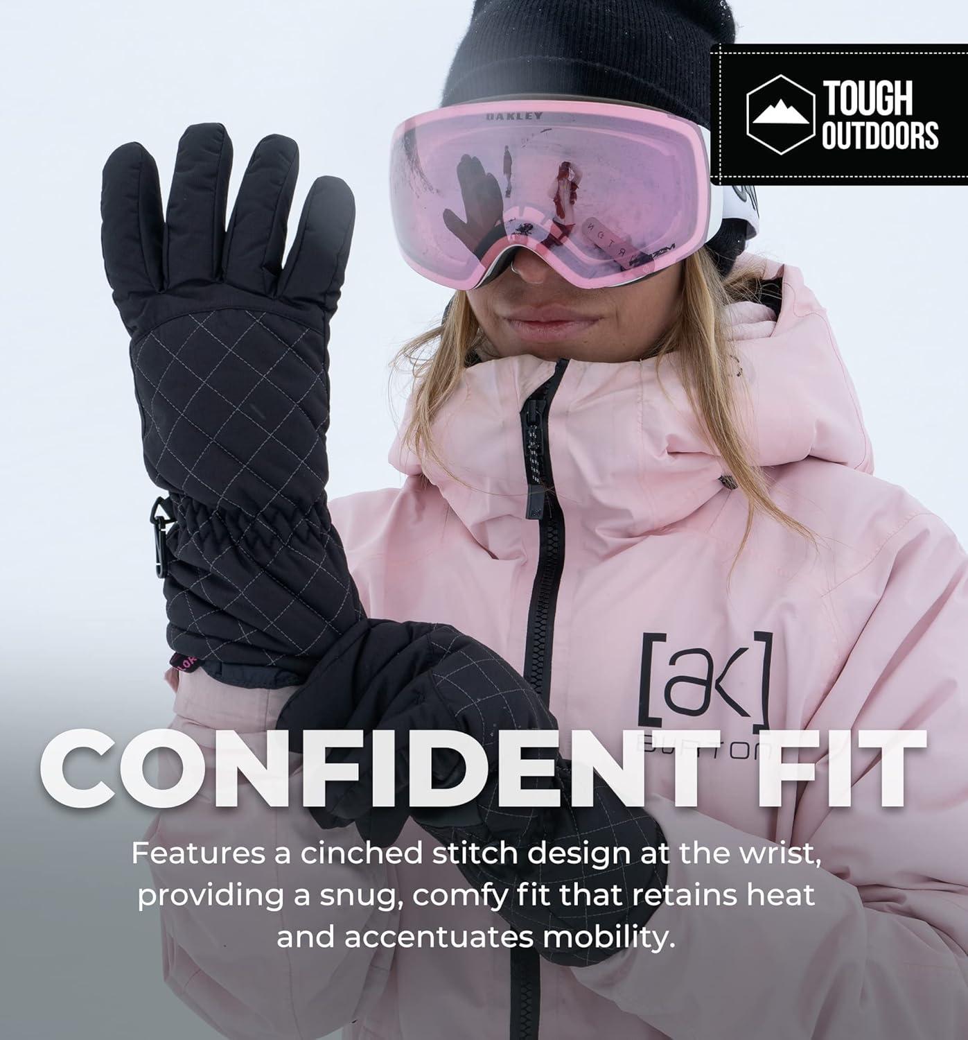 imageTough Outdoors Womens Waterproof Ski Gloves  Adult Snowboarding GlovesLarge