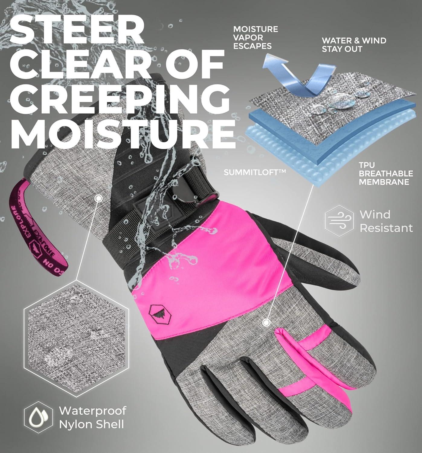 imageTough Outdoors Womens Waterproof Ski Gloves  Adult Snowboarding GlovesLarge