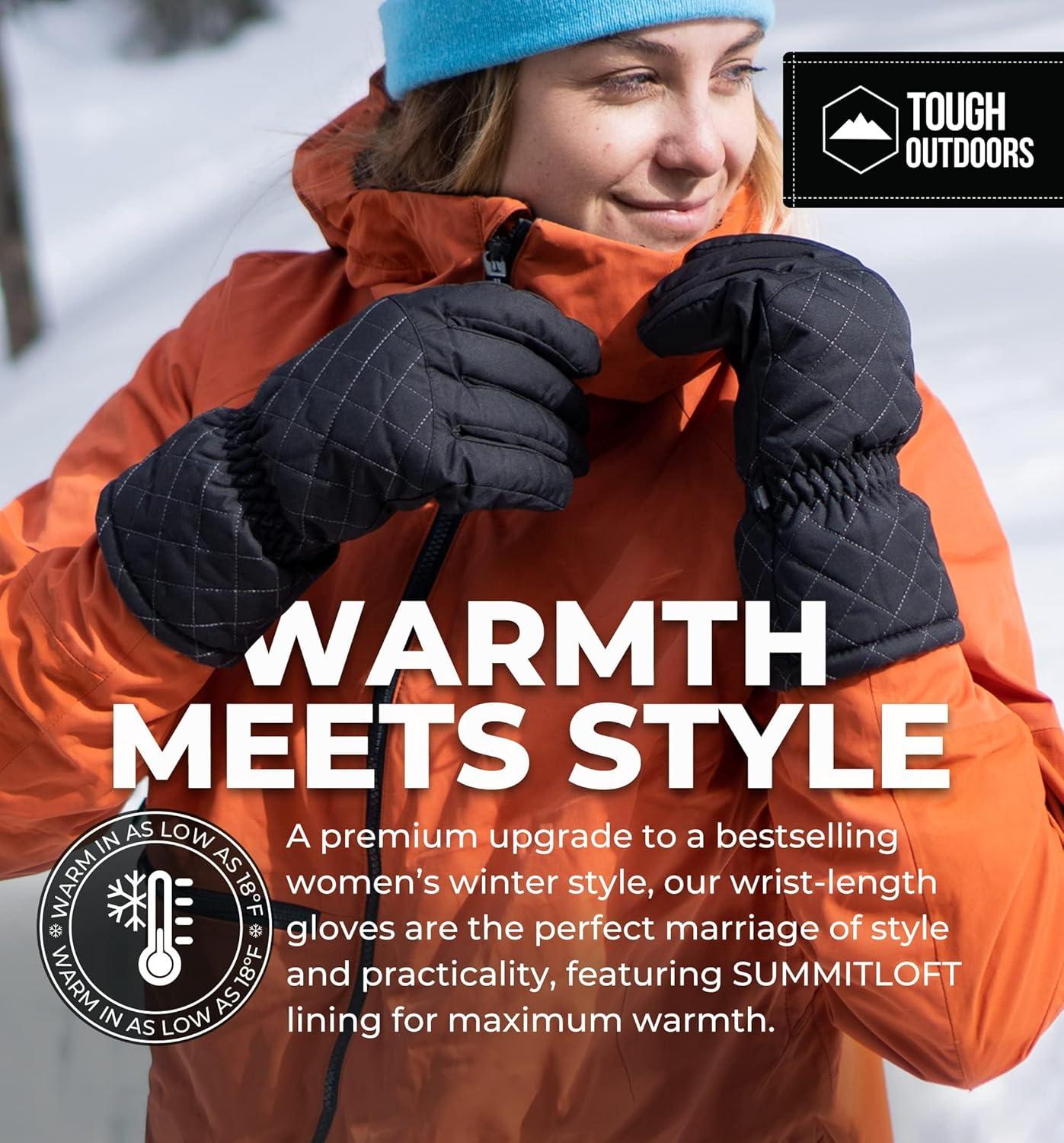 imageTough Outdoors Womens Waterproof Ski Gloves  Adult Snowboarding GlovesMedium