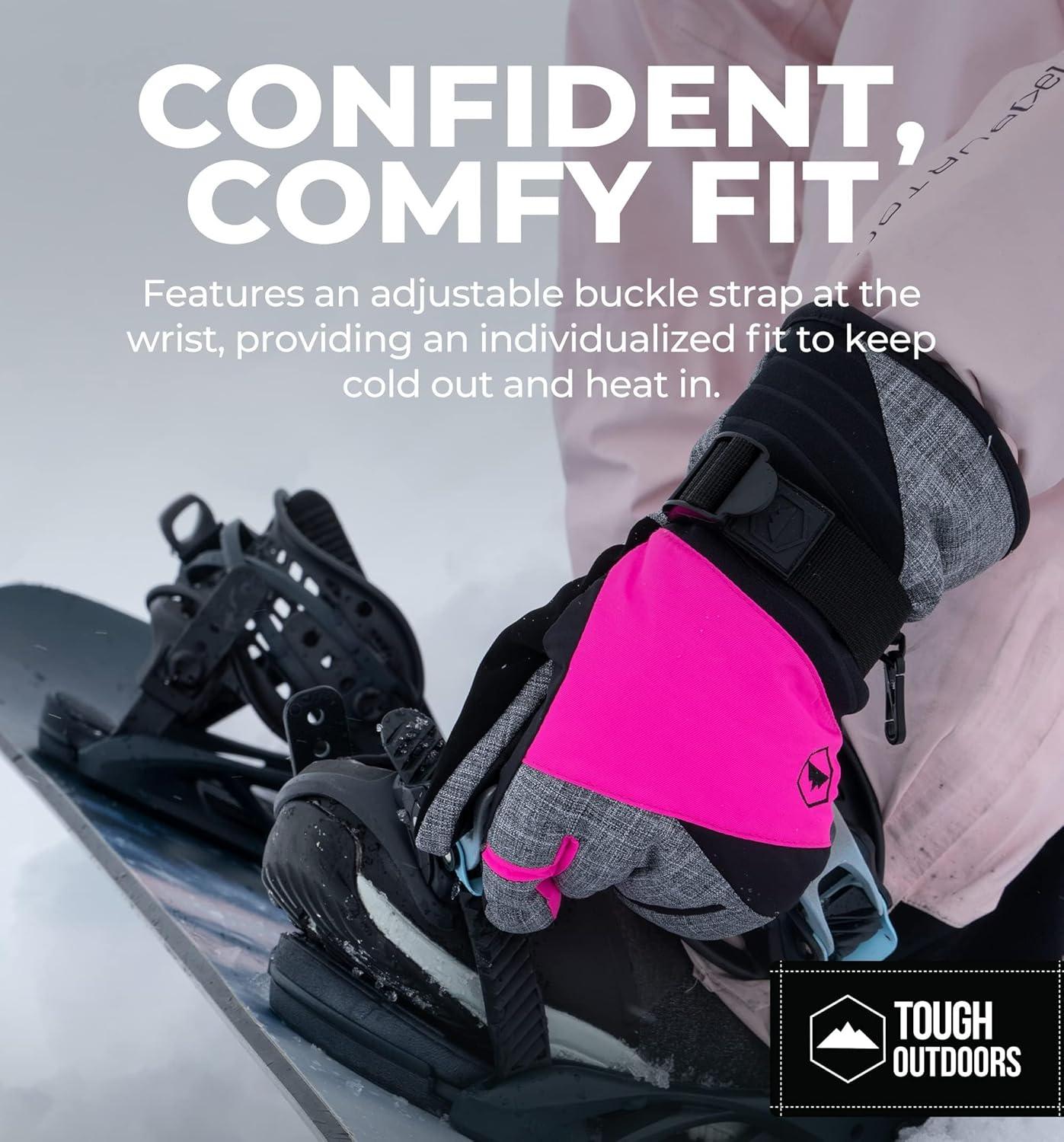 imageTough Outdoors Womens Waterproof Ski Gloves  Adult Snowboarding GlovesMedium