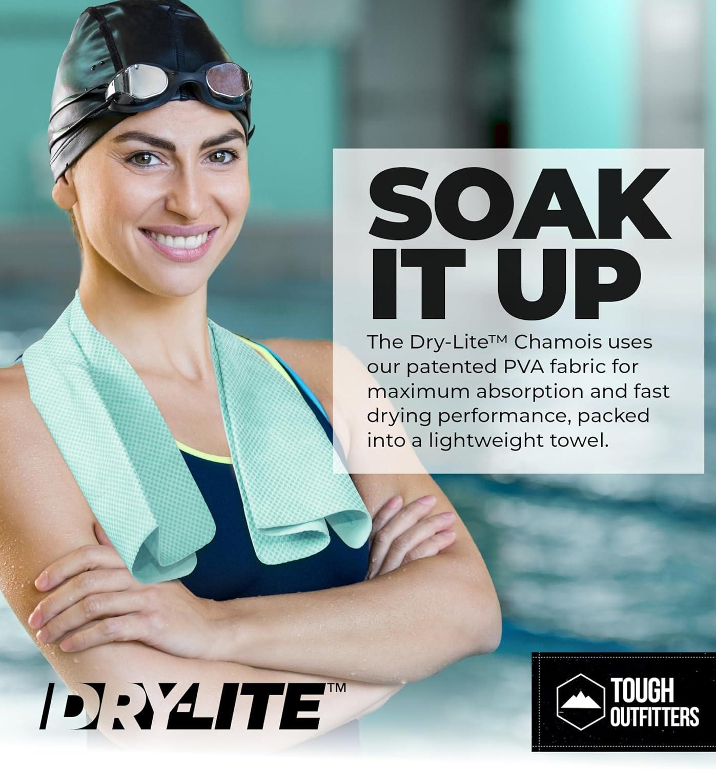 imageTough Outfitters Quick Dry Towel  Travel Towel Fast Drying Lightweight  Compact Microfiber Towels for Body Camping Swim Beach Camp Backpacking  Quick Dry for SwimmersMedium 13 X 17   Aqua