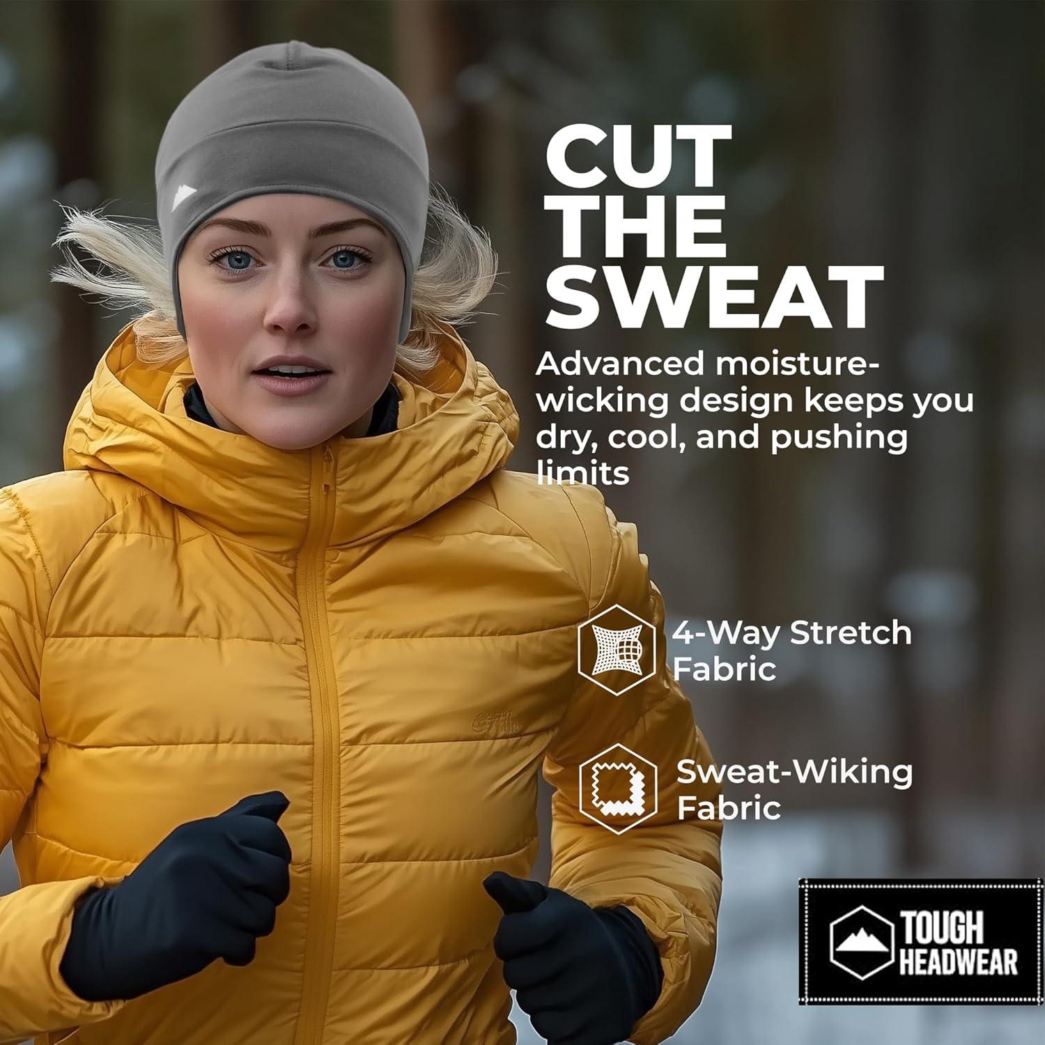 imageTough Outfitters Thermal Helmet Liner  Football Skull Cap for Men  Winter Running Beanie Under Helmet Cap ampamp Cycling CapsBlack 2 Pieces  Gray 1 Piece