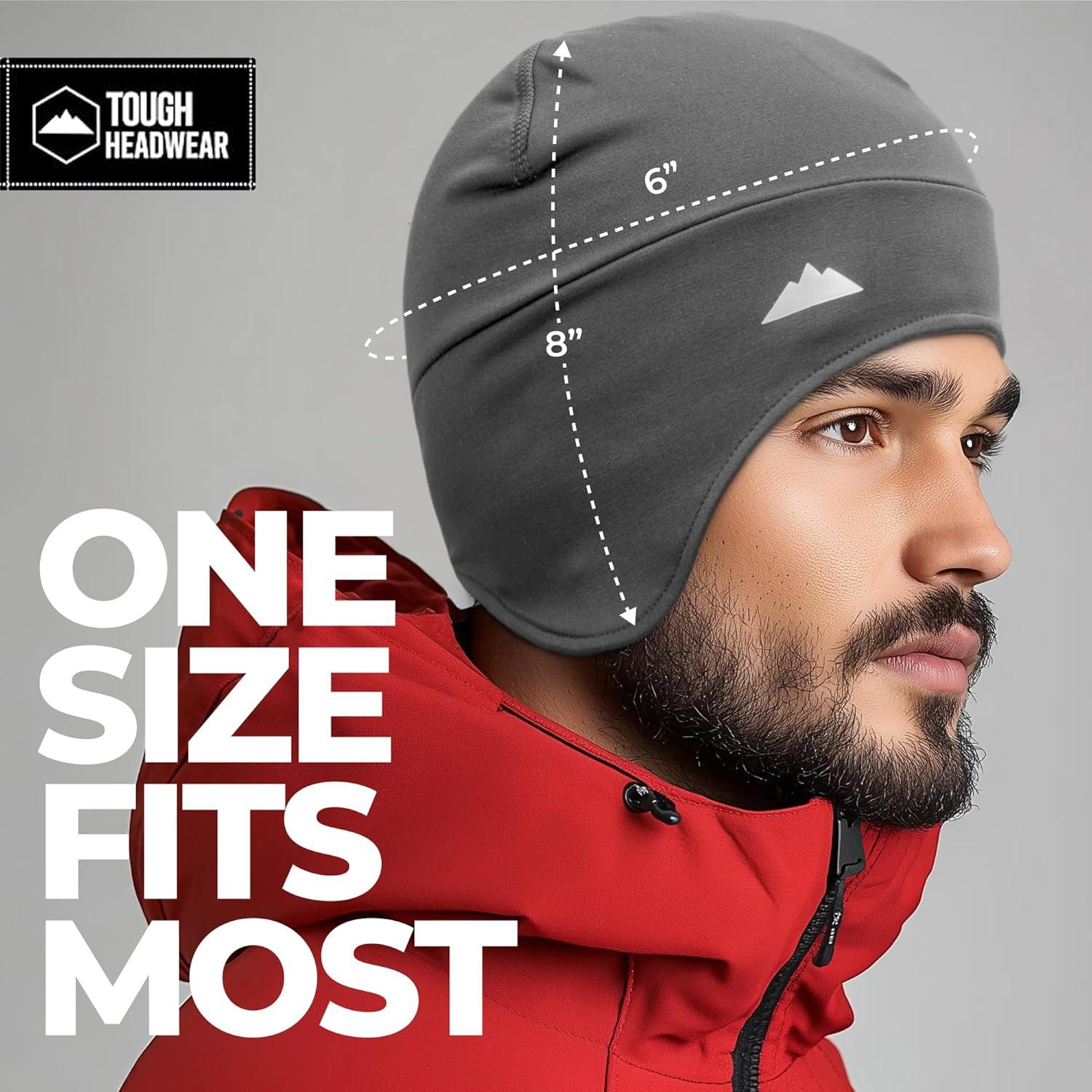 imageTough Outfitters Thermal Helmet Liner  Football Skull Cap for Men  Winter Running Beanie Under Helmet Cap ampamp Cycling CapsBlack 2 Pieces  Gray 1 Piece