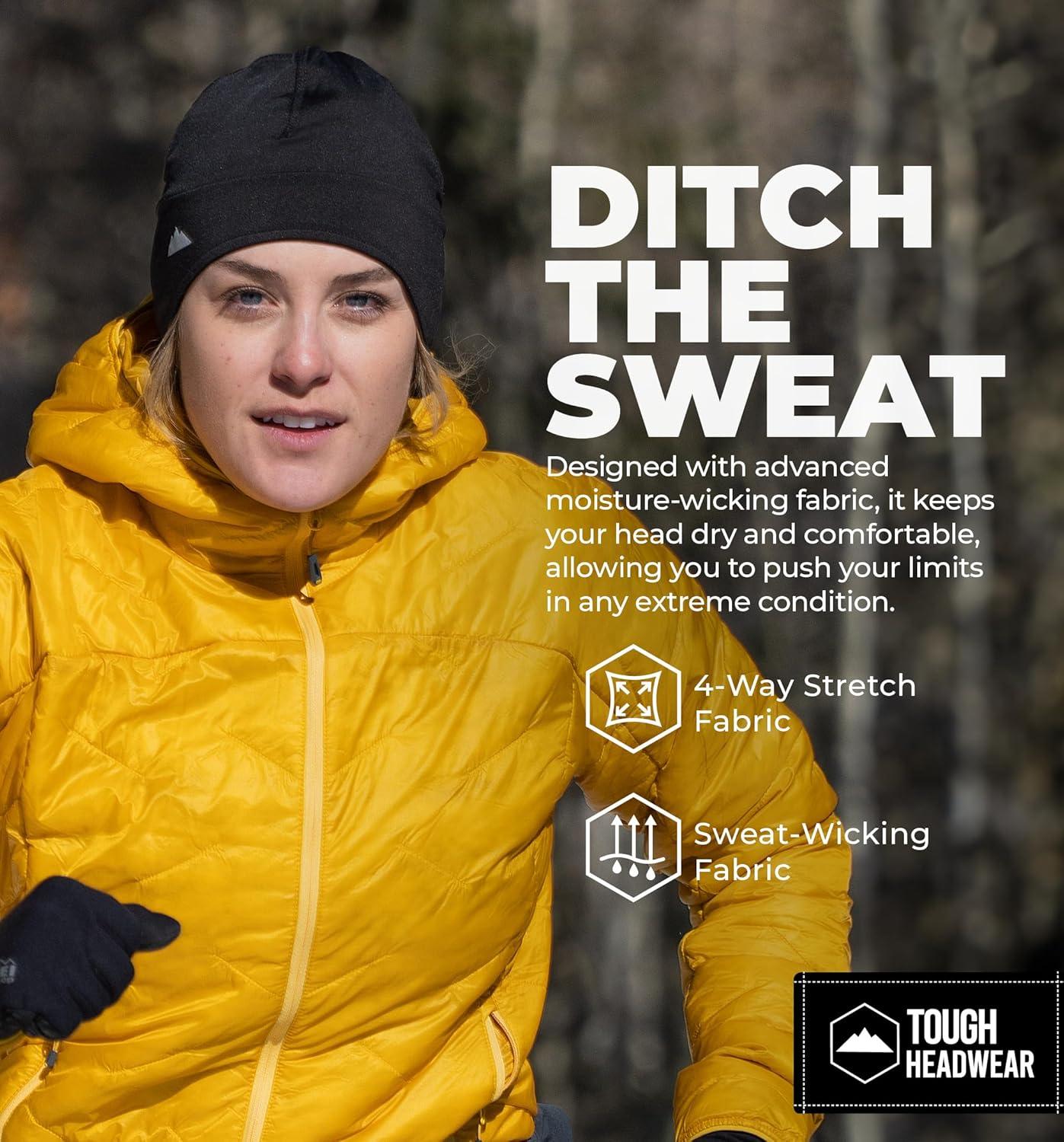 imageTough Outfitters Thermal Helmet Liner  Football Skull Cap for Men  Winter Running Beanie Under Helmet Cap ampamp Cycling CapsBlack