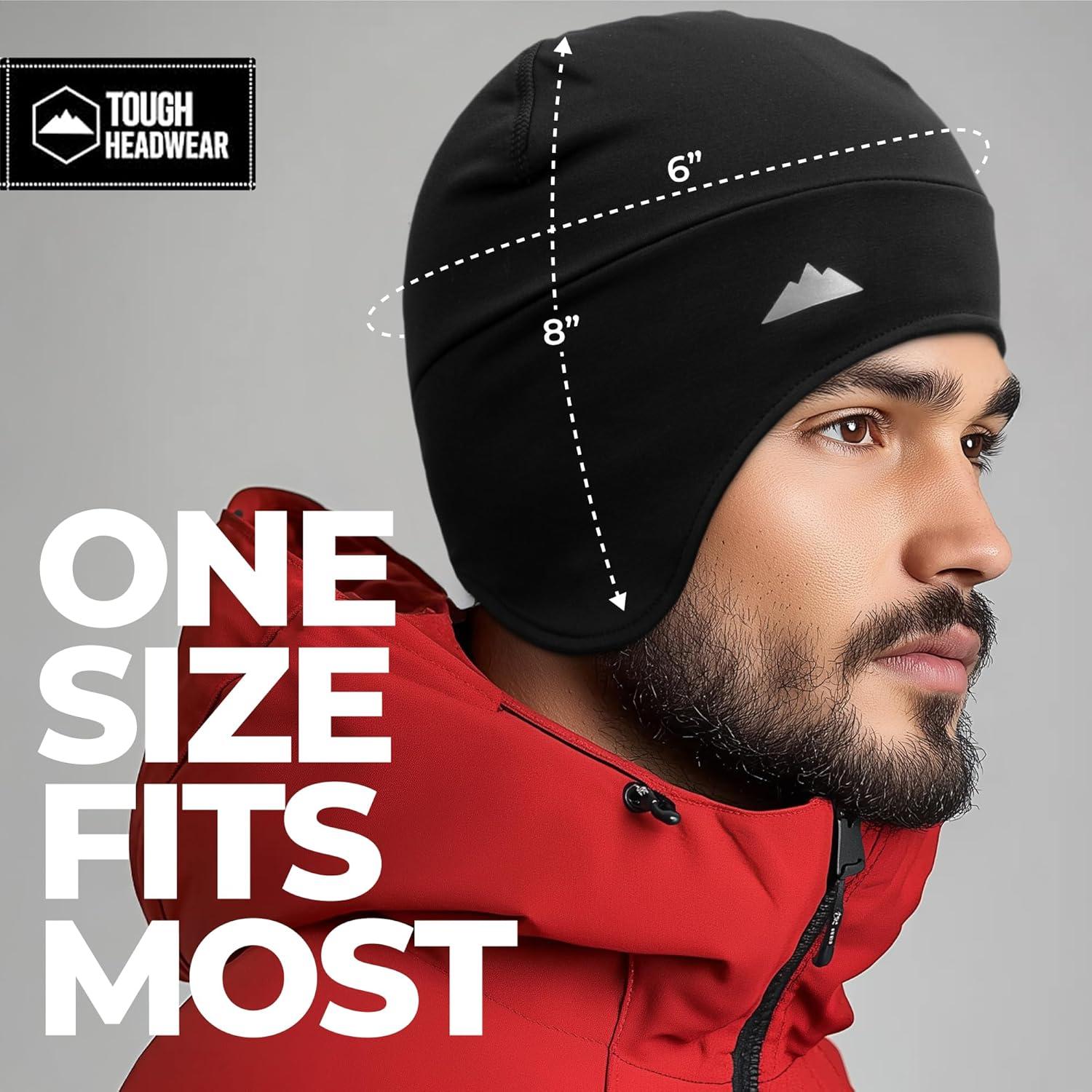 imageTough Outfitters Thermal Helmet Liner  Football Skull Cap for Men  Winter Running Beanie Under Helmet Cap ampamp Cycling CapsBlack 3 Pieces