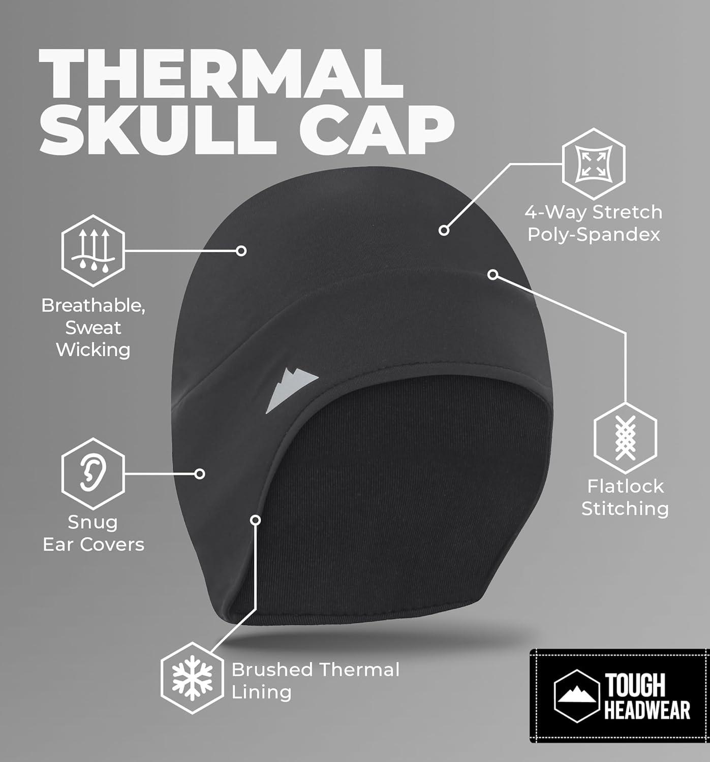 imageTough Outfitters Thermal Helmet Liner  Football Skull Cap for Men  Winter Running Beanie Under Helmet Cap ampamp Cycling CapsGrey