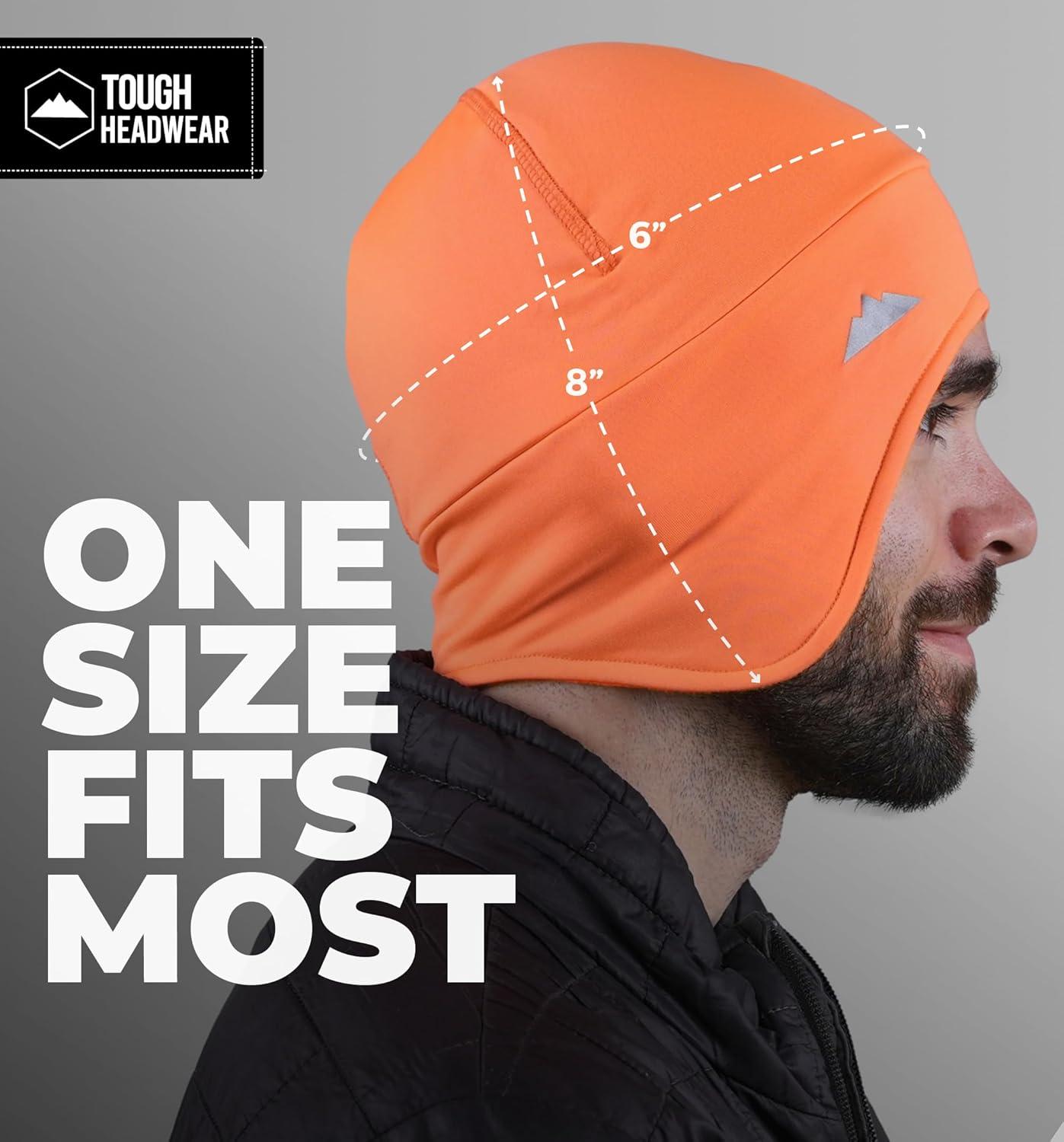 imageTough Outfitters Thermal Helmet Liner  Football Skull Cap for Men  Winter Running Beanie Under Helmet Cap ampamp Cycling CapsHiviz Orange