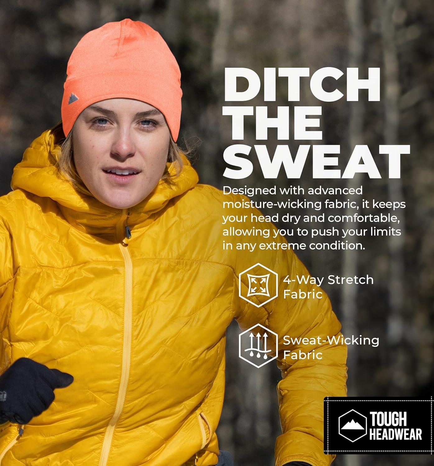 imageTough Outfitters Thermal Helmet Liner  Football Skull Cap for Men  Winter Running Beanie Under Helmet Cap ampamp Cycling CapsHiviz Orange