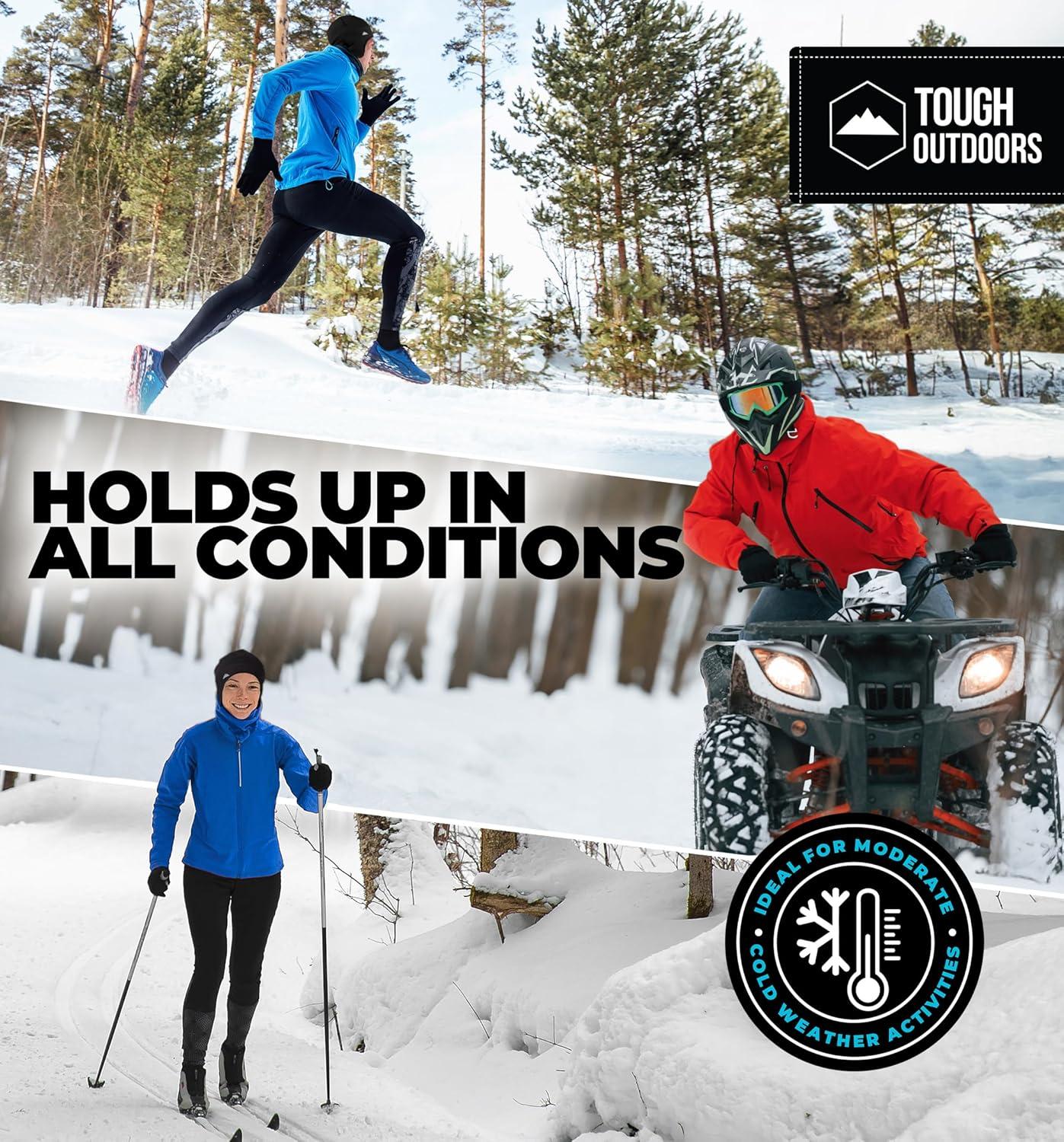 imageTough Outfitters Thermal Helmet Liner  Football Skull Cap for Men  Winter Running Beanie Under Helmet Cap ampamp Cycling CapsReversible Black  Hiviz Yellow 2 Pack