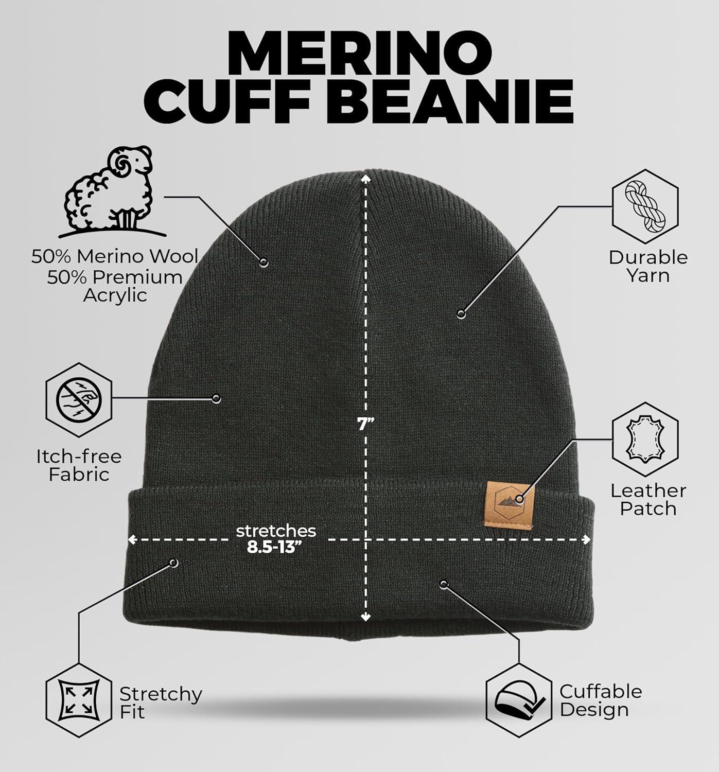 imageWinter Beanie Knit Hat for Men ampamp Women  Merino Wool Ribbed Cap  Warm ampamp Soft Stylish Toboggan Skull Caps for Cold WeatherBasic  Army Green