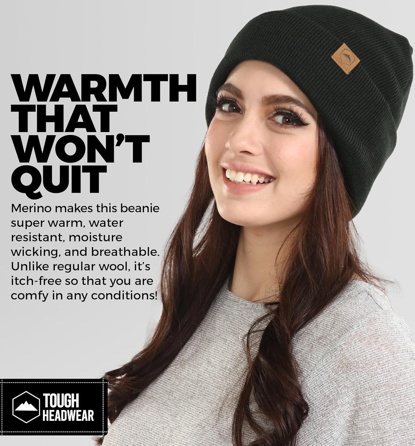 imageWinter Beanie Knit Hat for Men ampamp Women  Merino Wool Ribbed Cap  Warm ampamp Soft Stylish Toboggan Skull Caps for Cold WeatherBasic  Army Green