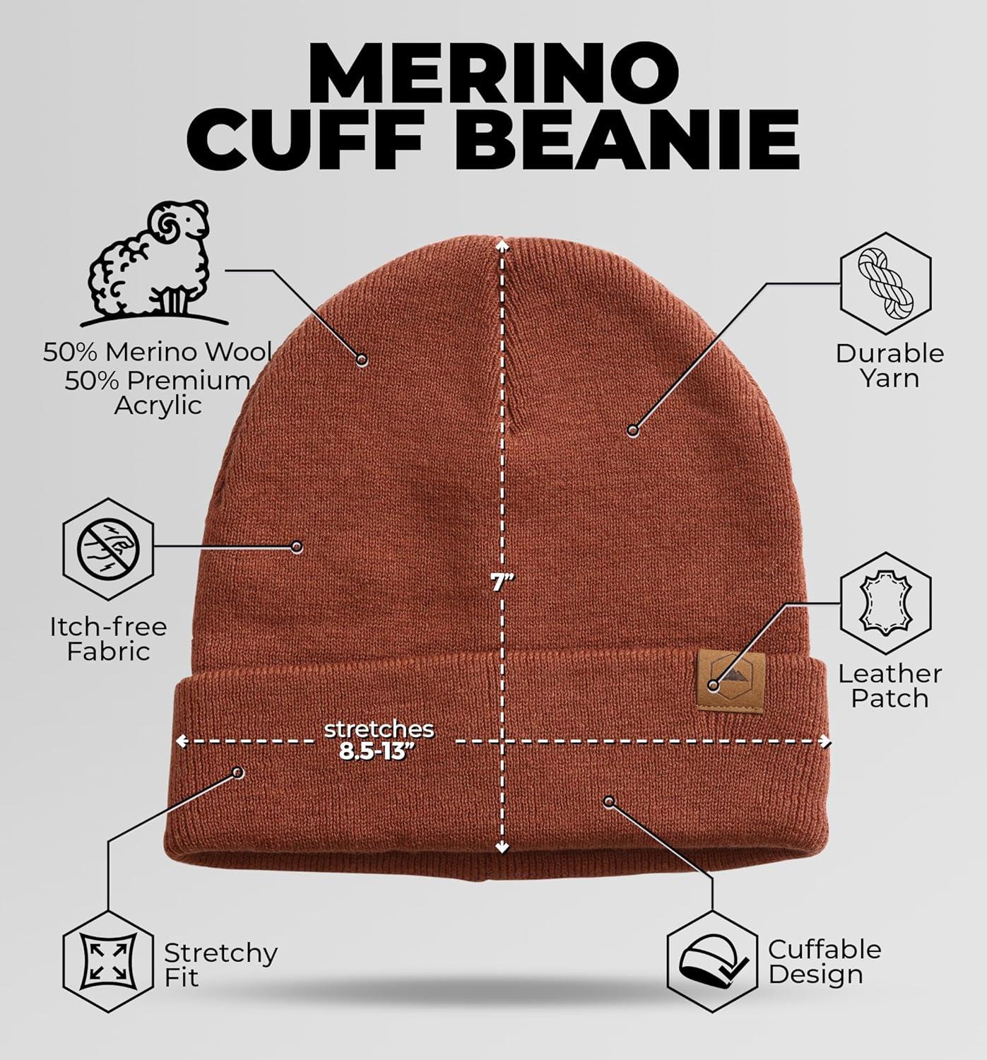 imageWinter Beanie Knit Hat for Men ampamp Women  Merino Wool Ribbed Cap  Warm ampamp Soft Stylish Toboggan Skull Caps for Cold WeatherBasic  Bronze