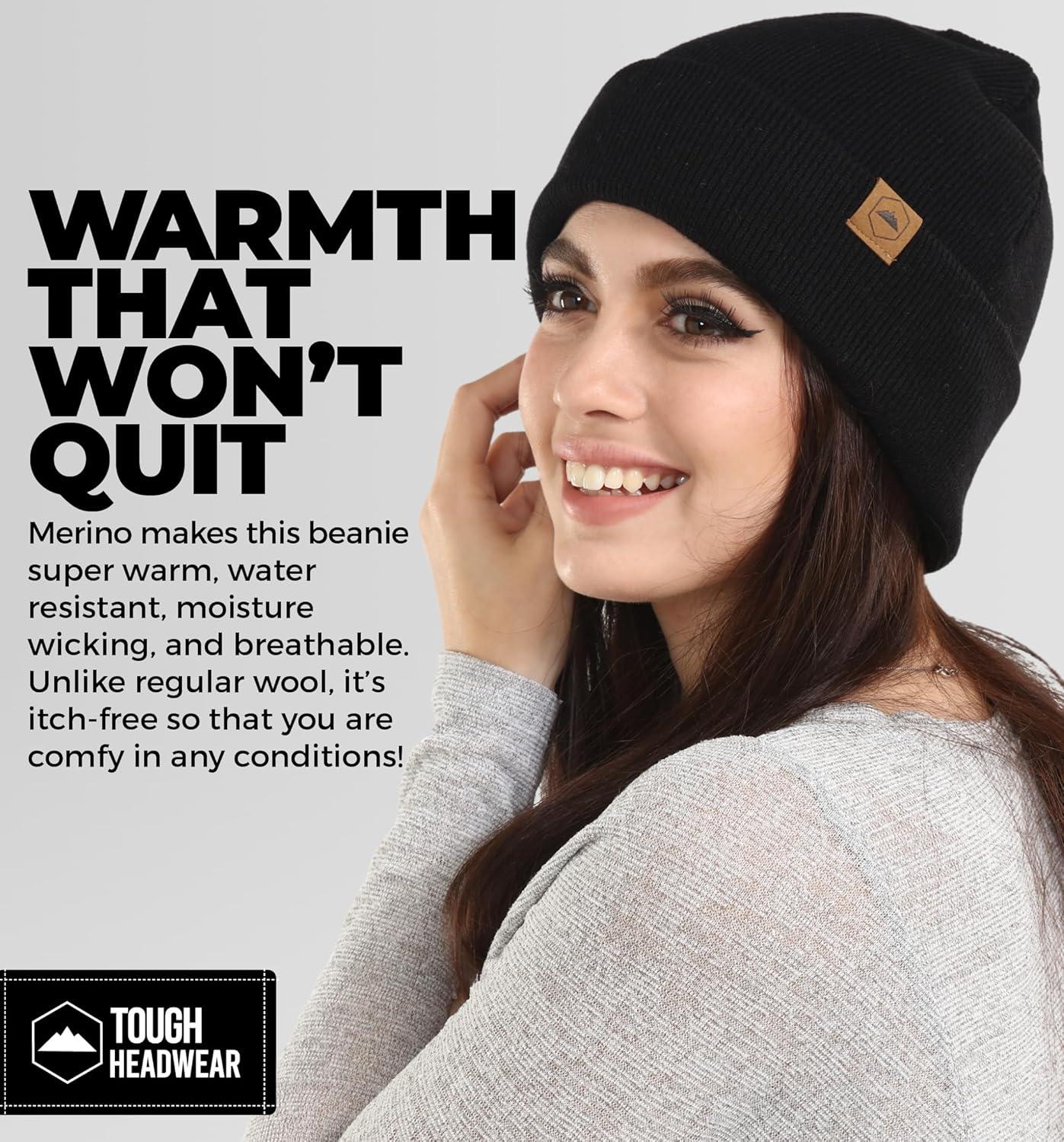imageWinter Beanie Knit Hat for Men ampamp Women  Merino Wool Ribbed Cap  Warm ampamp Soft Stylish Toboggan Skull Caps for Cold WeatherBasic  Jet Black
